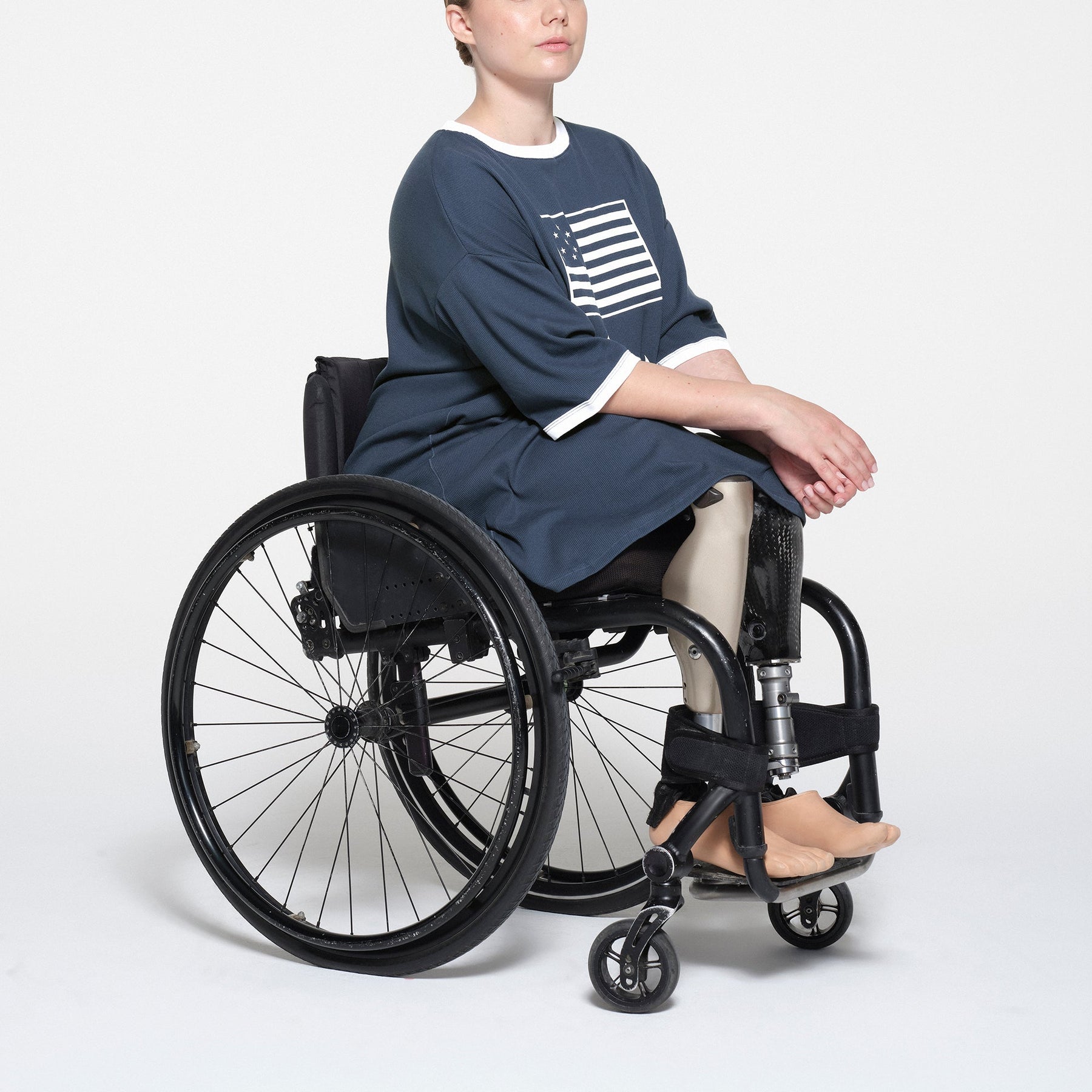 SKIMS FOR TEAM USA COTTON RIB PARALYMPIC T-SHIRT MINI DRESS | NAVY