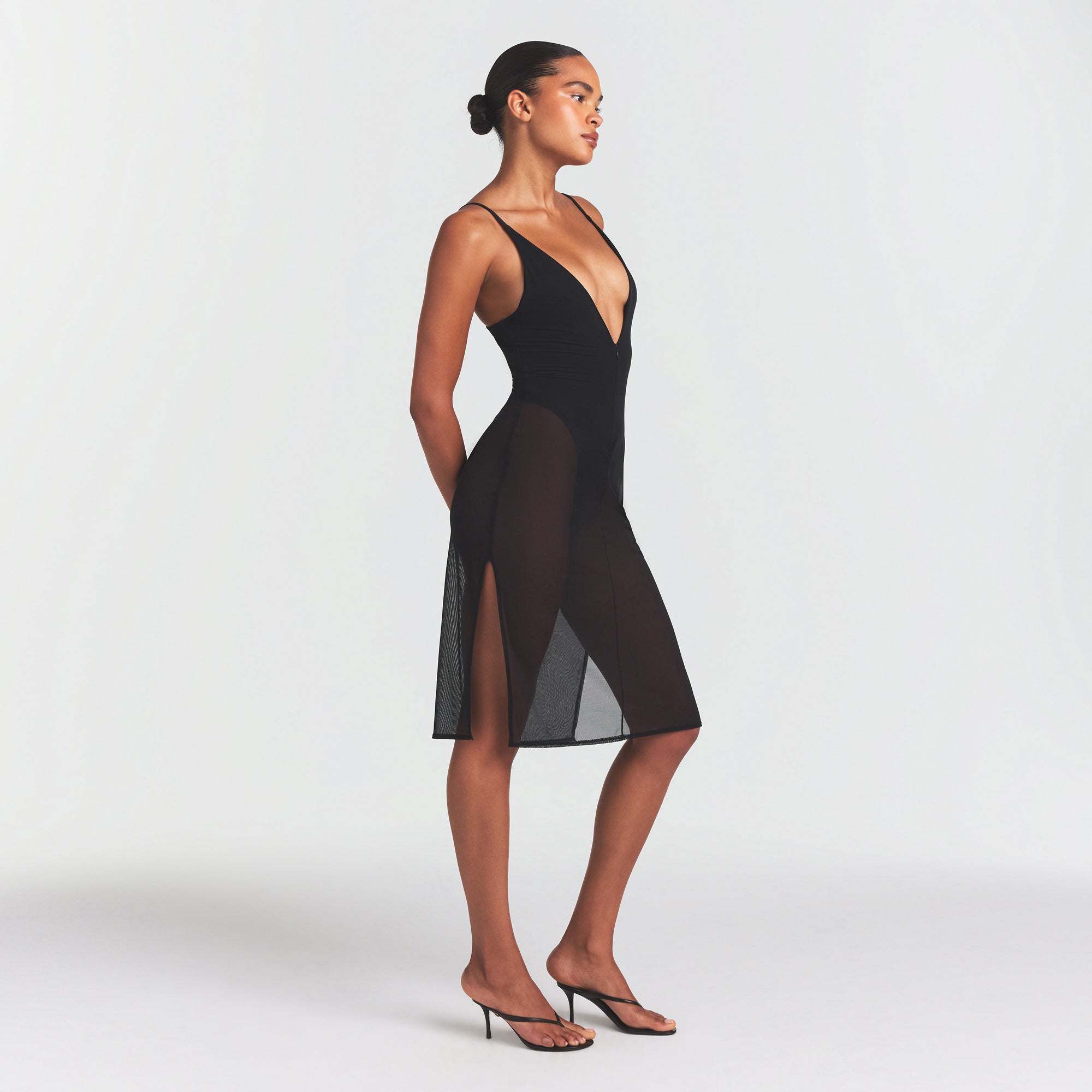 Skims Body Mesh Plunge Midi Dress