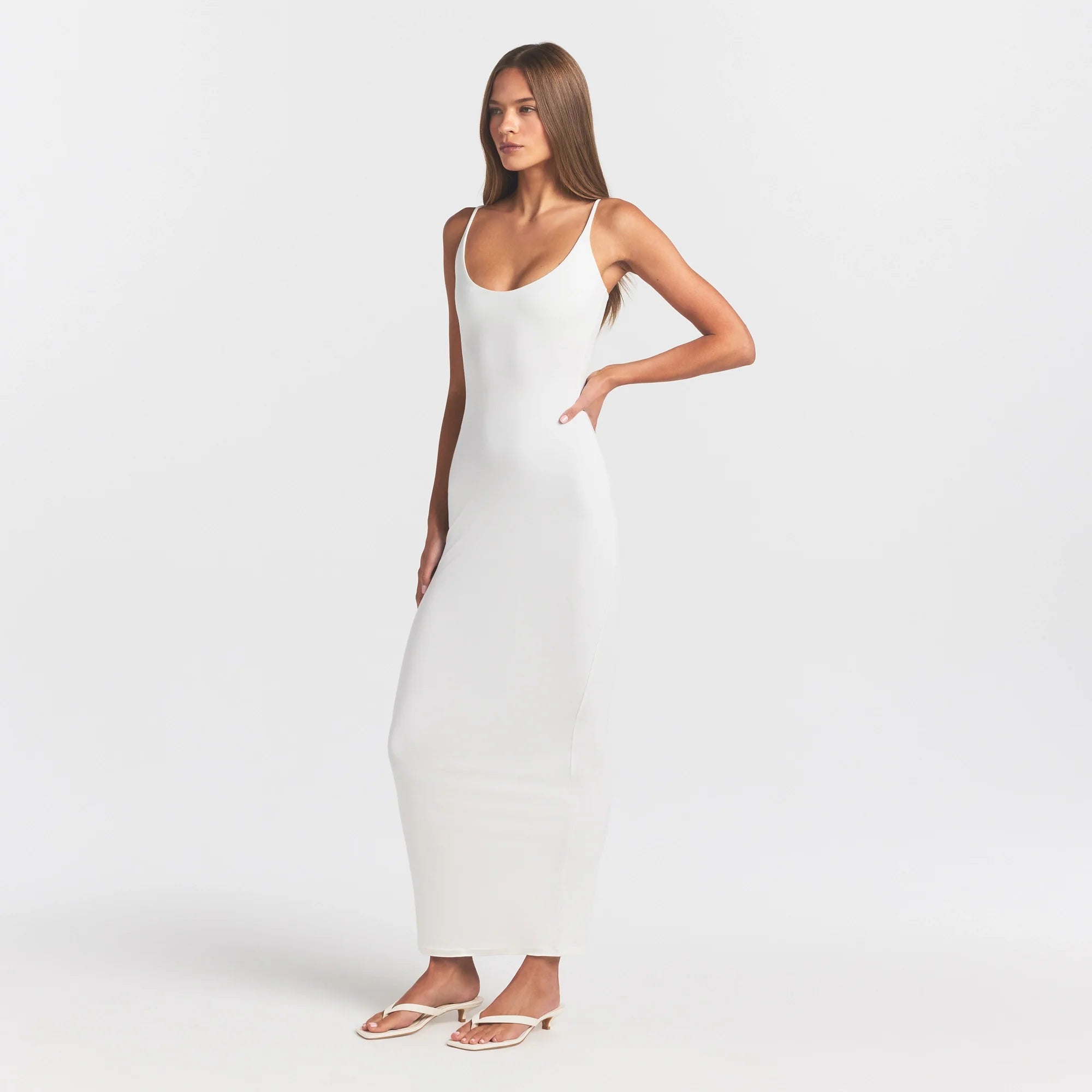 Smooth Layers Scoop Neck Long Dress
