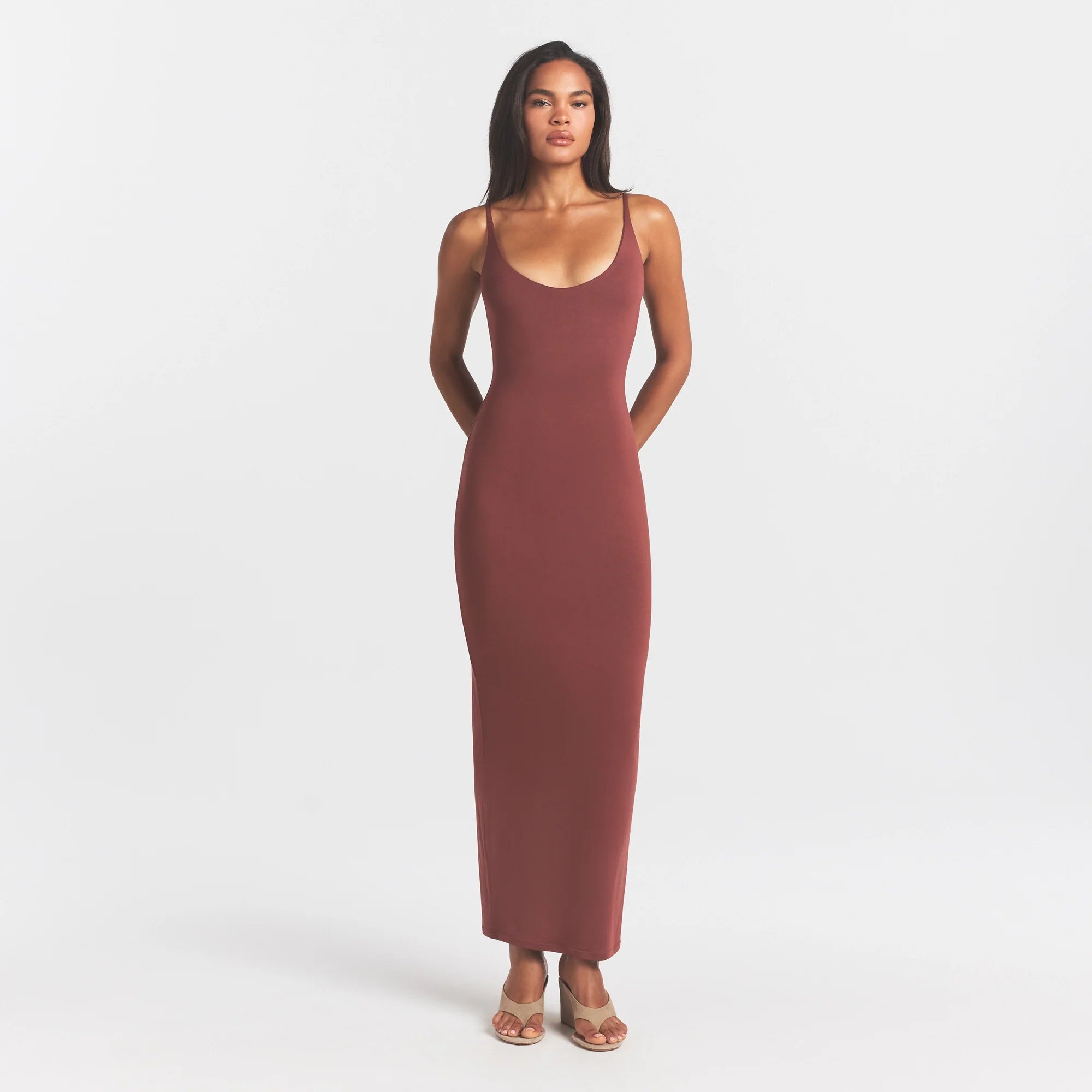 Smooth Layers Scoop Neck Long Dress