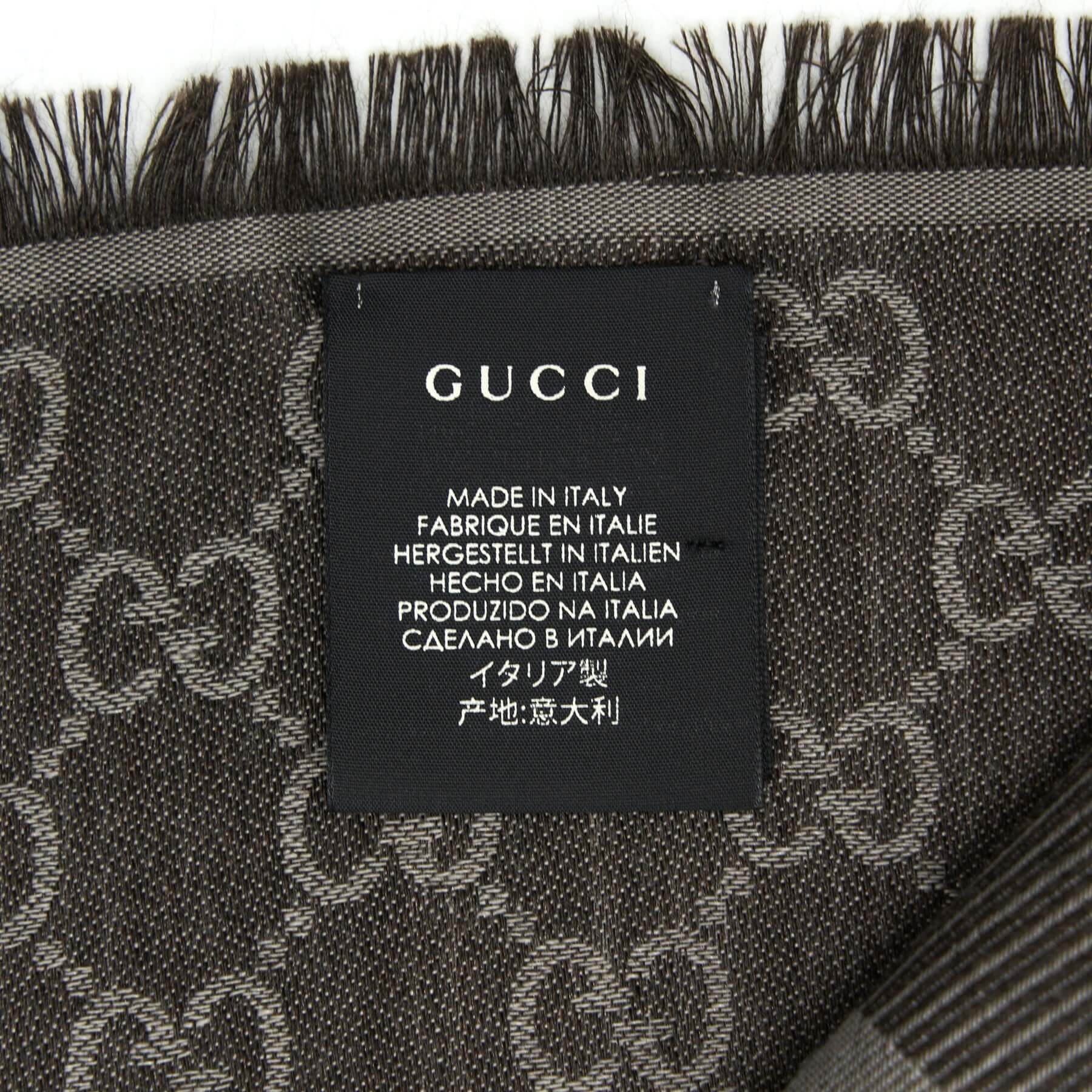 Gucci GUCCI Wool Jacquard GG Logo Scarf Dark Brown 140x140cm - Scarf | Shop From The Mirage