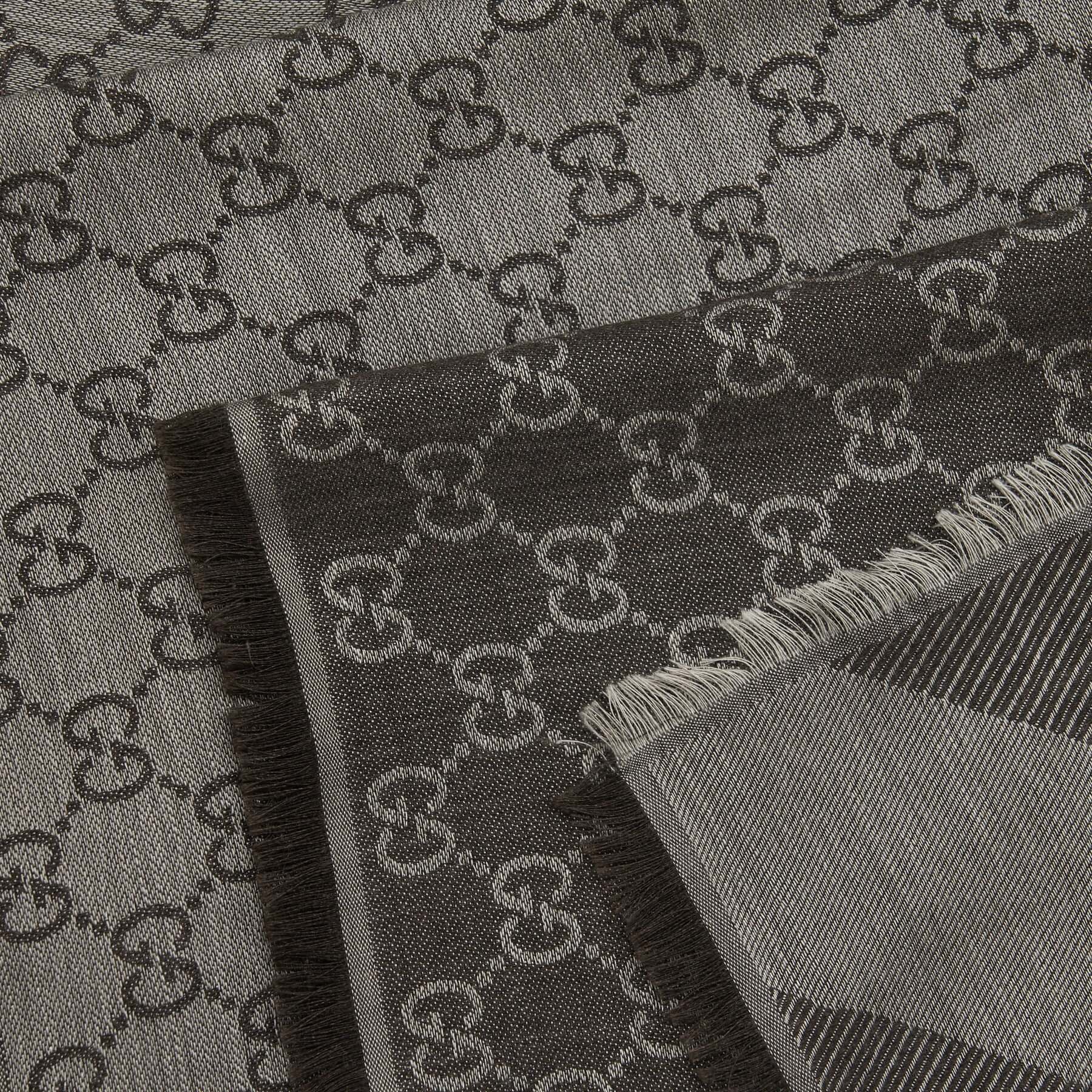 Gucci GUCCI Wool Jacquard GG Logo Scarf Dark Brown 140x140cm - Scarf | Shop From The Mirage