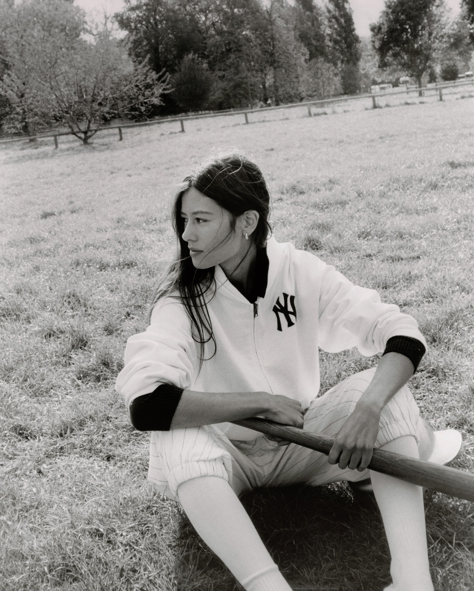 Heritage Yankees Serif Zip Hoodie - White/Navy
