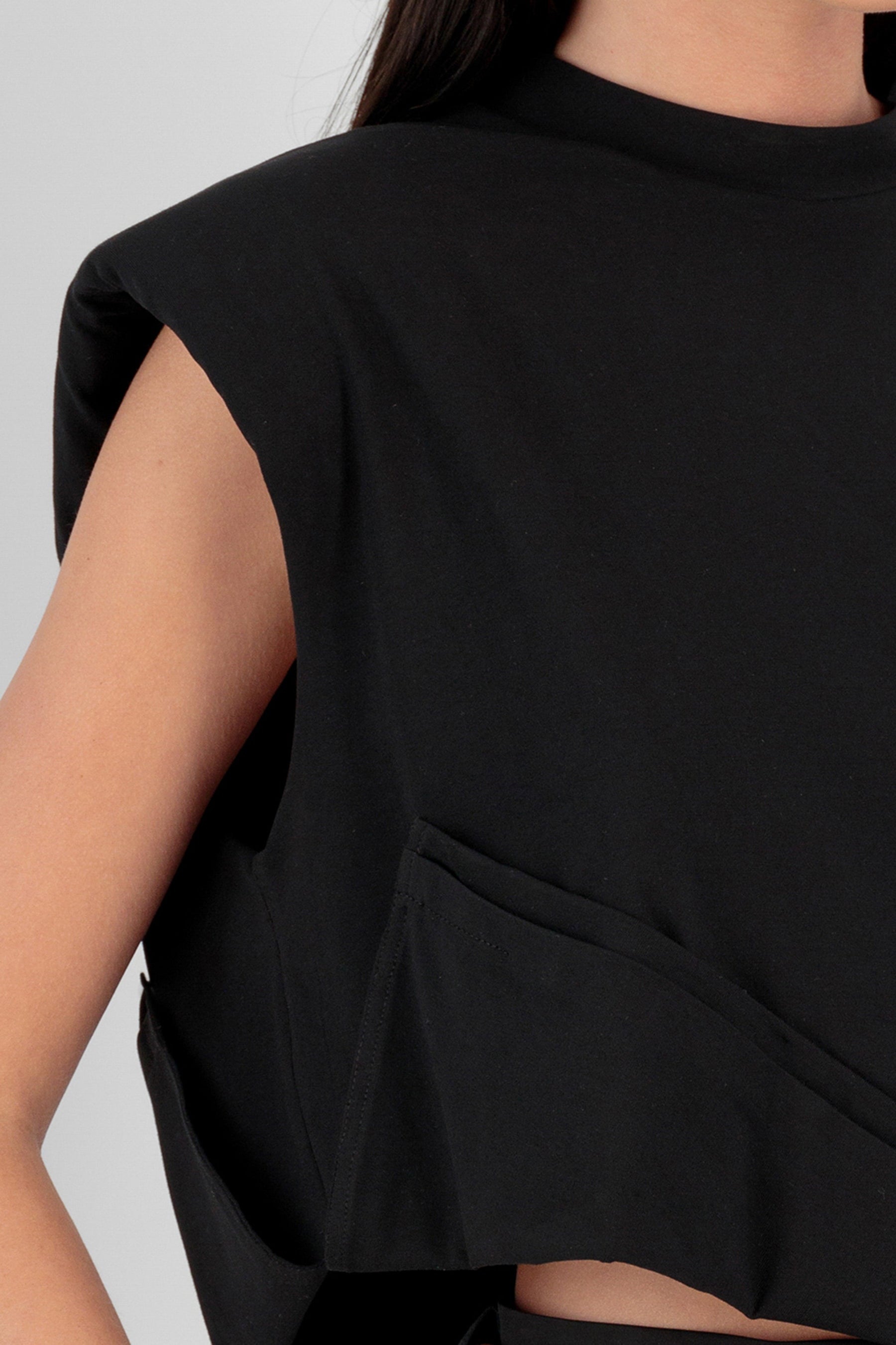 SLEEVELESS FOLD OVER TEE