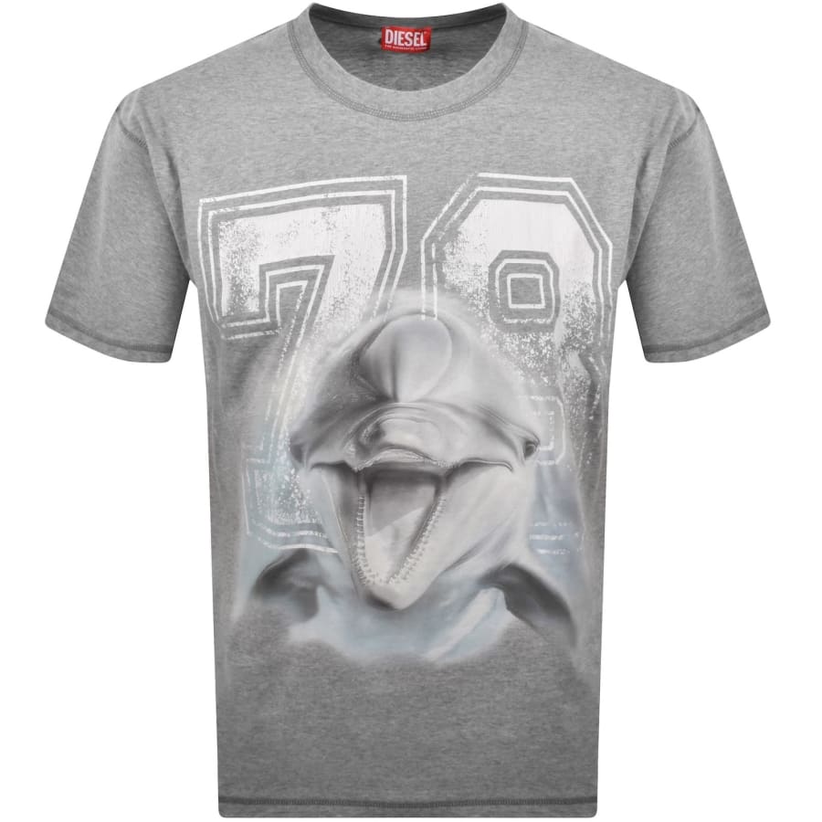 Diesel T Boxt Dolphin Print T Shirt Grey