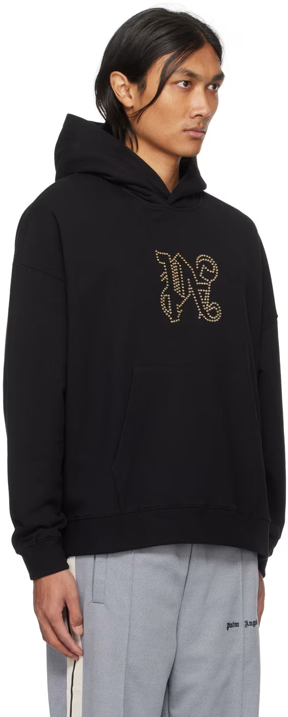 Black Monogram Statement Hoodie