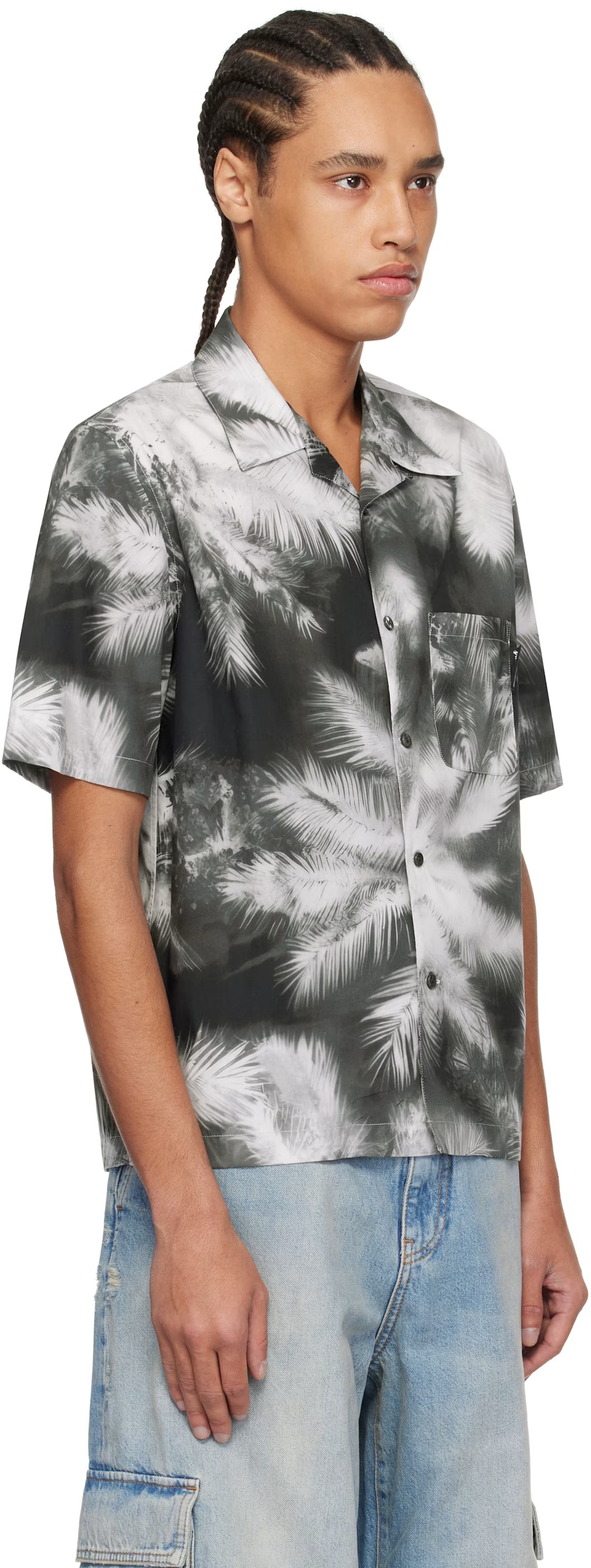 Black & Gray Blueprint Palms Shirt