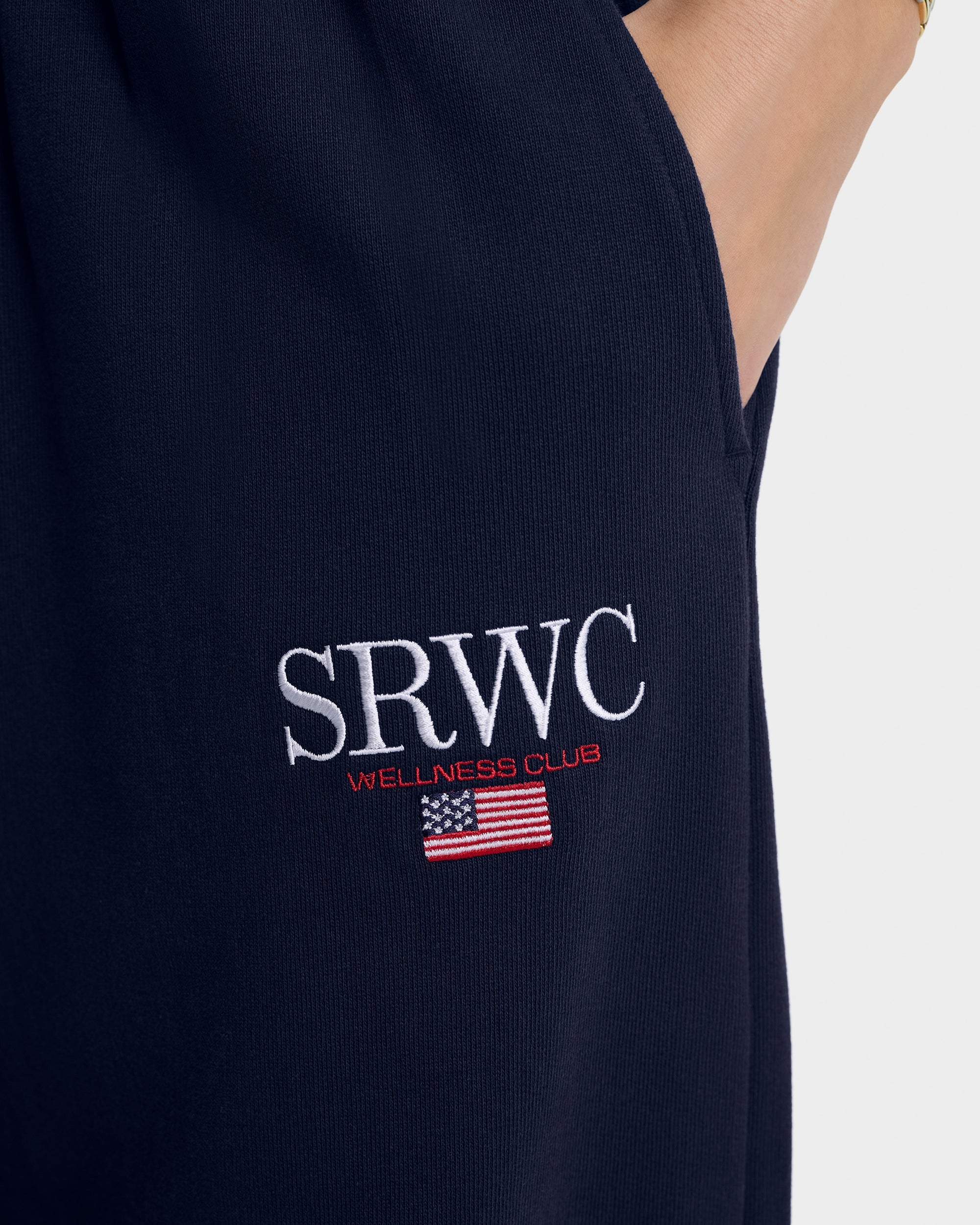 Nautical Embroidered Wide Sweatpant - Navy/White