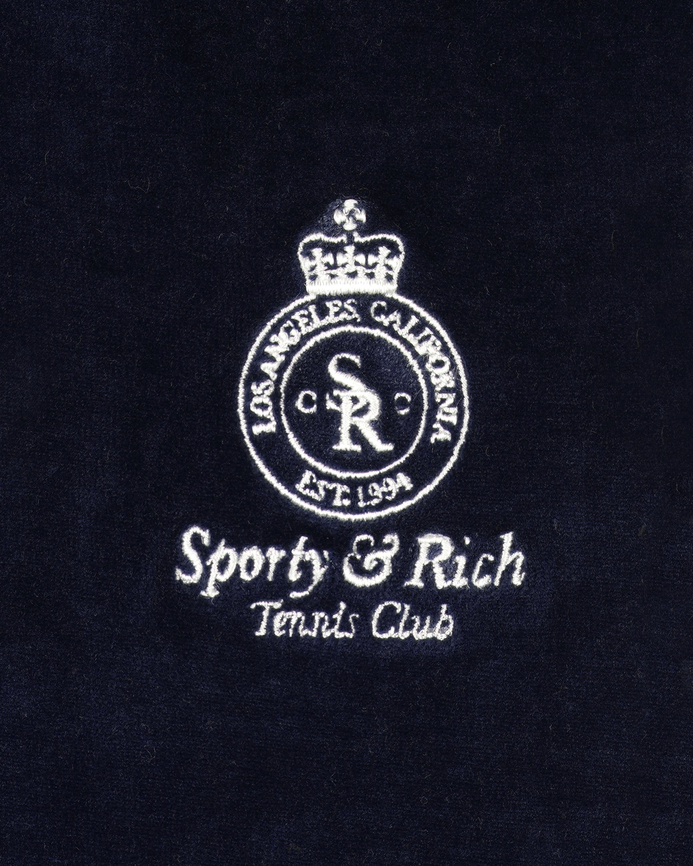 Crown Tennis Elio Velour Track Jacket - Navy/Ecru