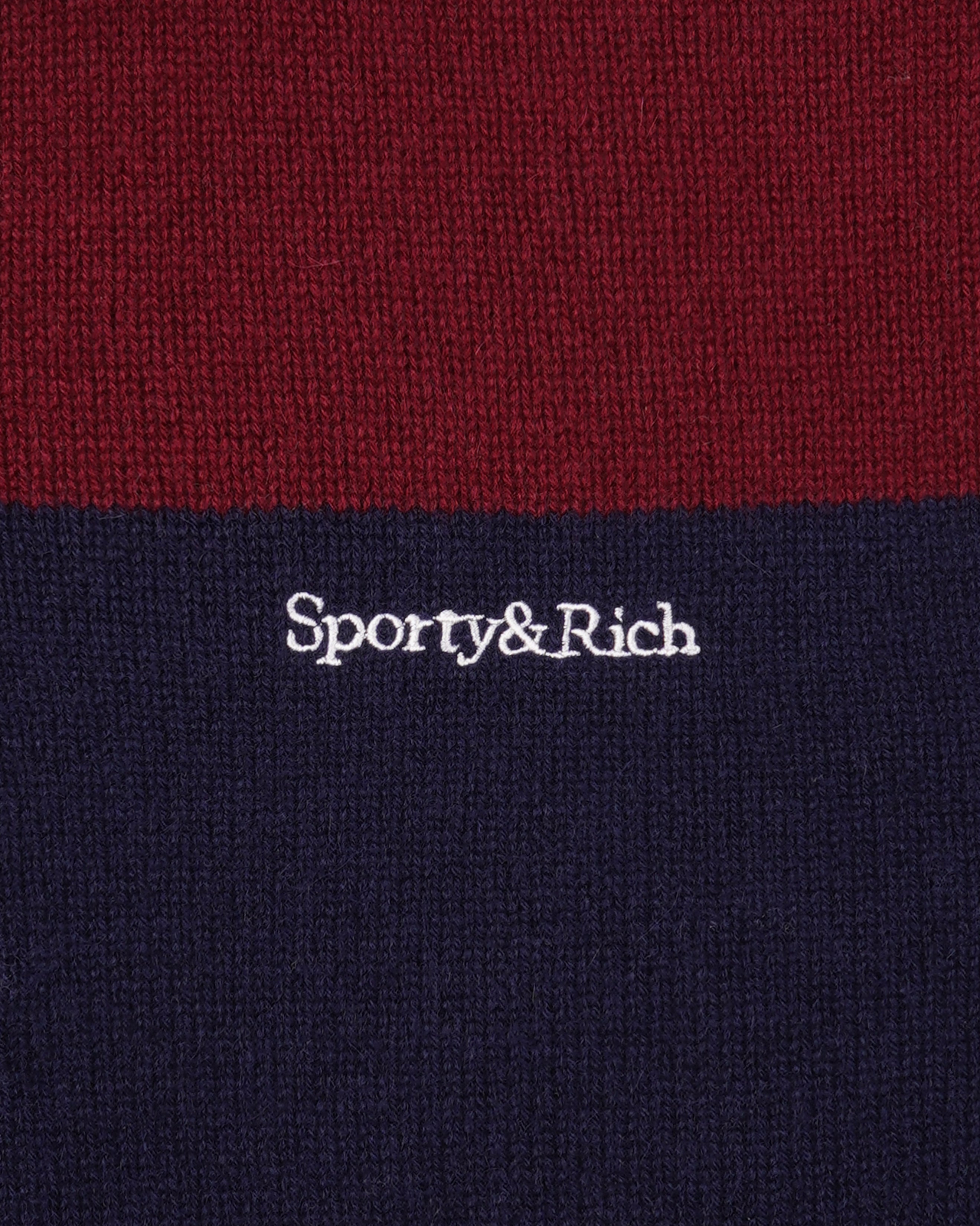 Serif Logo Cashmere Rugby Polo - Merlot/Navy/Ecru