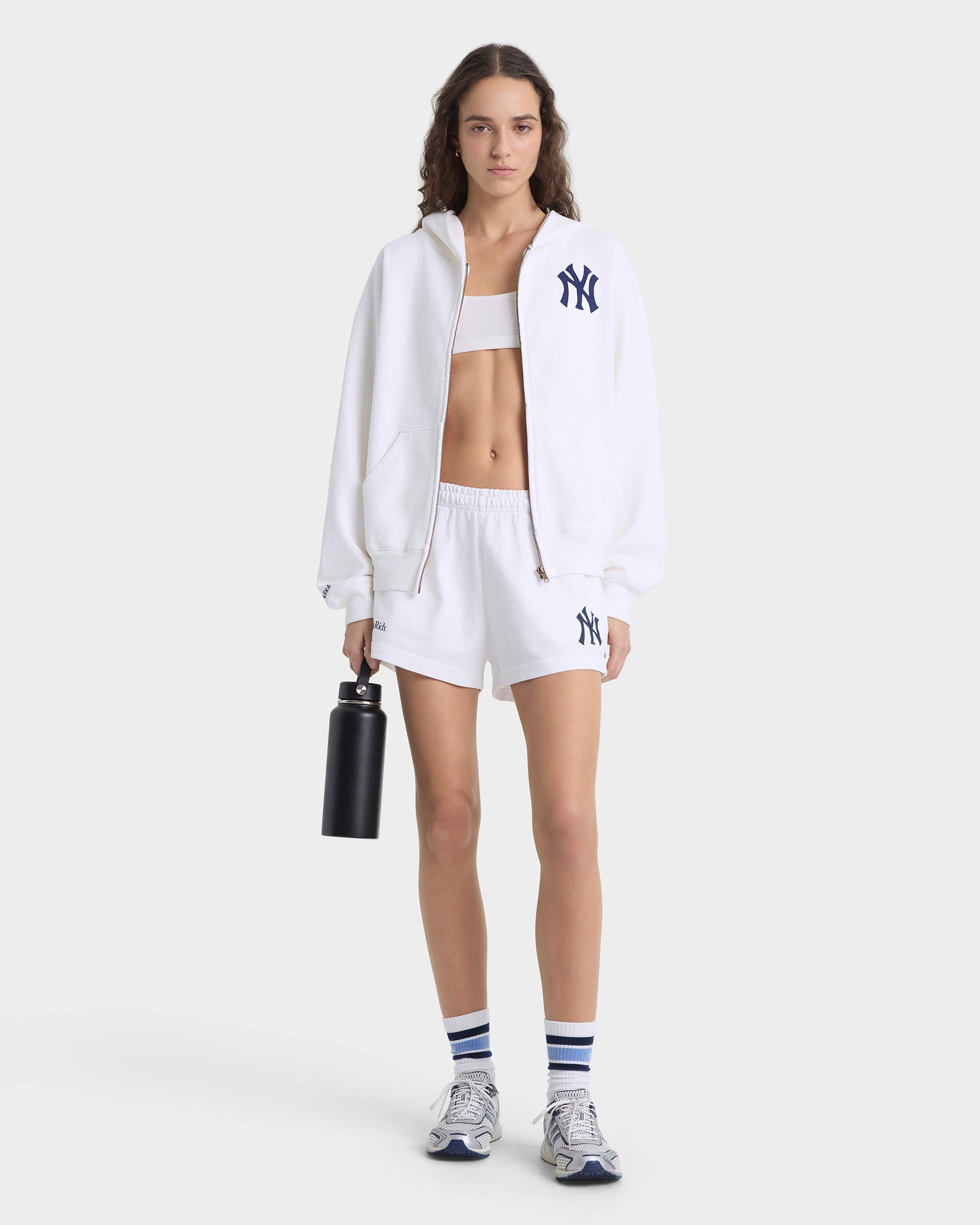 Heritage Yankees Serif Zip Hoodie - White/Navy
