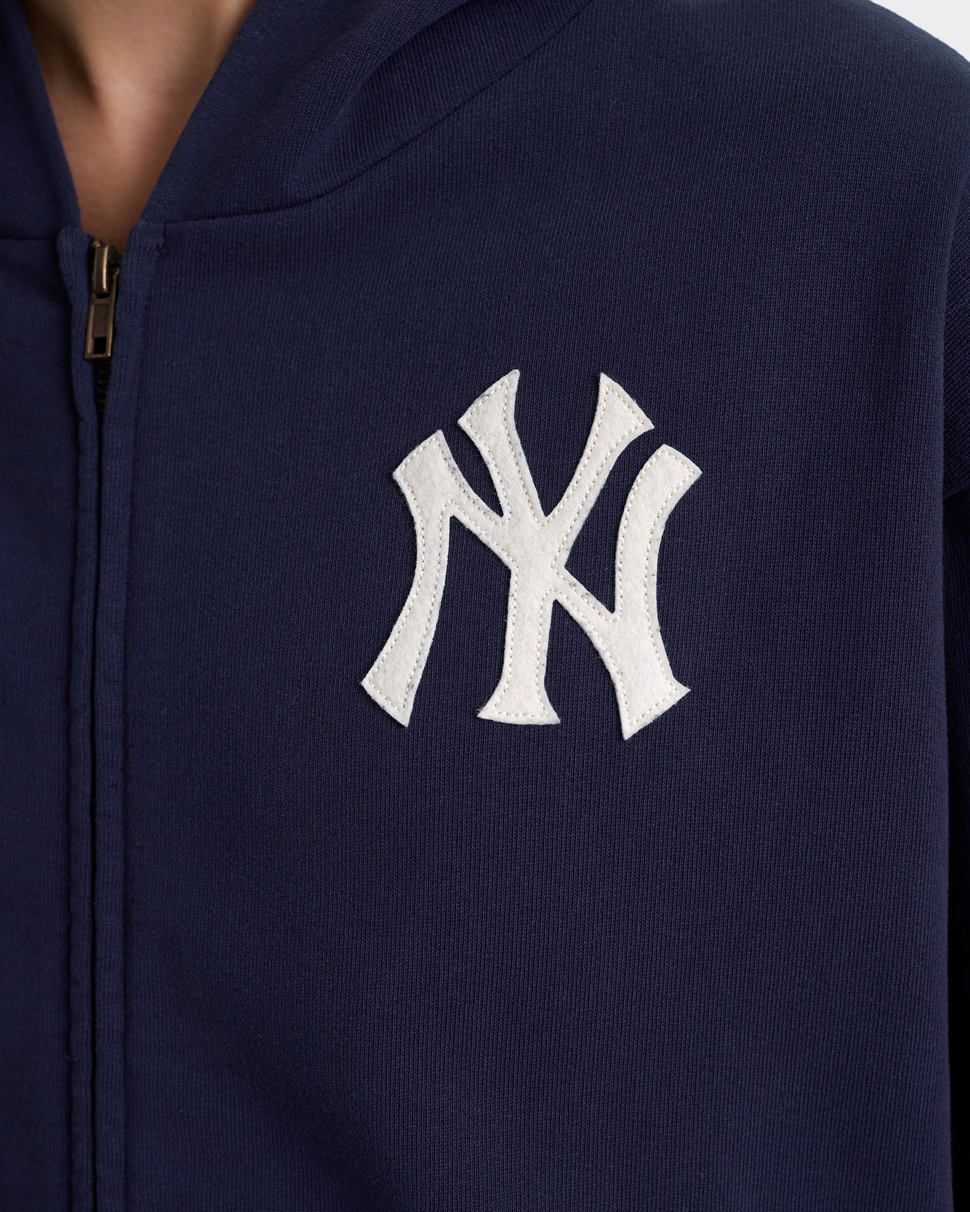 Heritage Yankees Serif Zip Hoodie - Navy/White