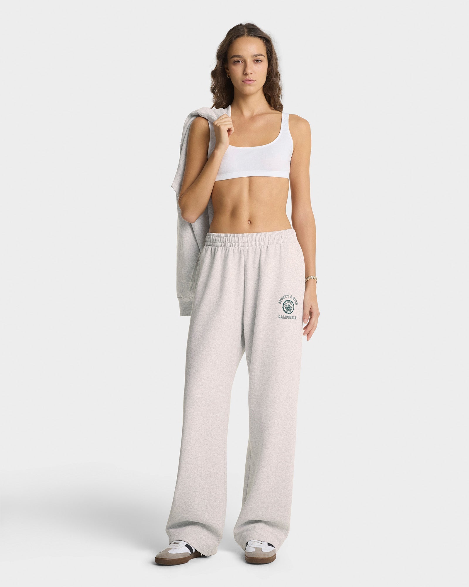 California Emblem Wide Sweatpant - Heather Gray/Forest