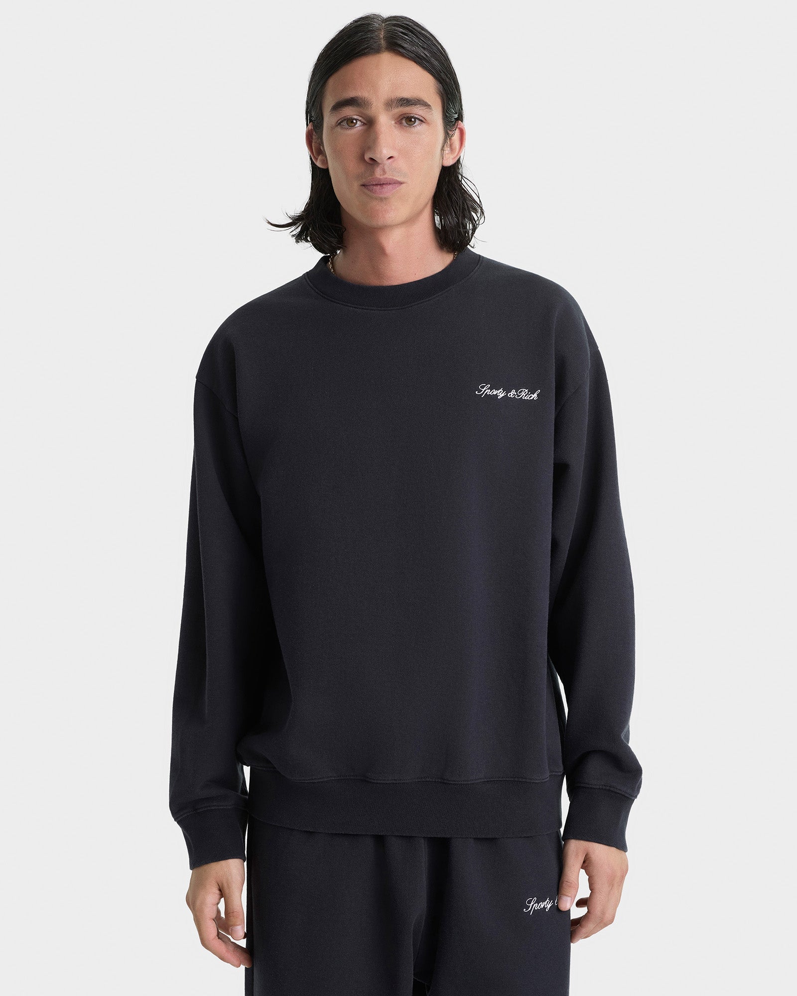Signature Logo Embroidered Crewneck - Black/White