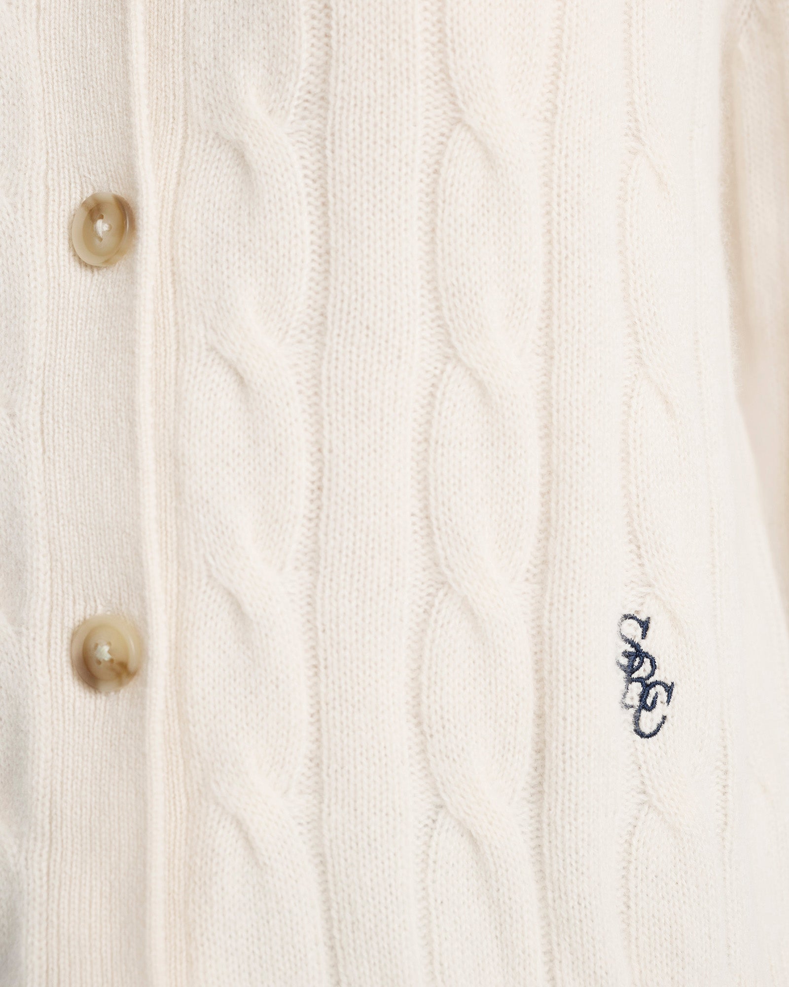 SRC Cableknit Cashmere Cardigan - Ecru
