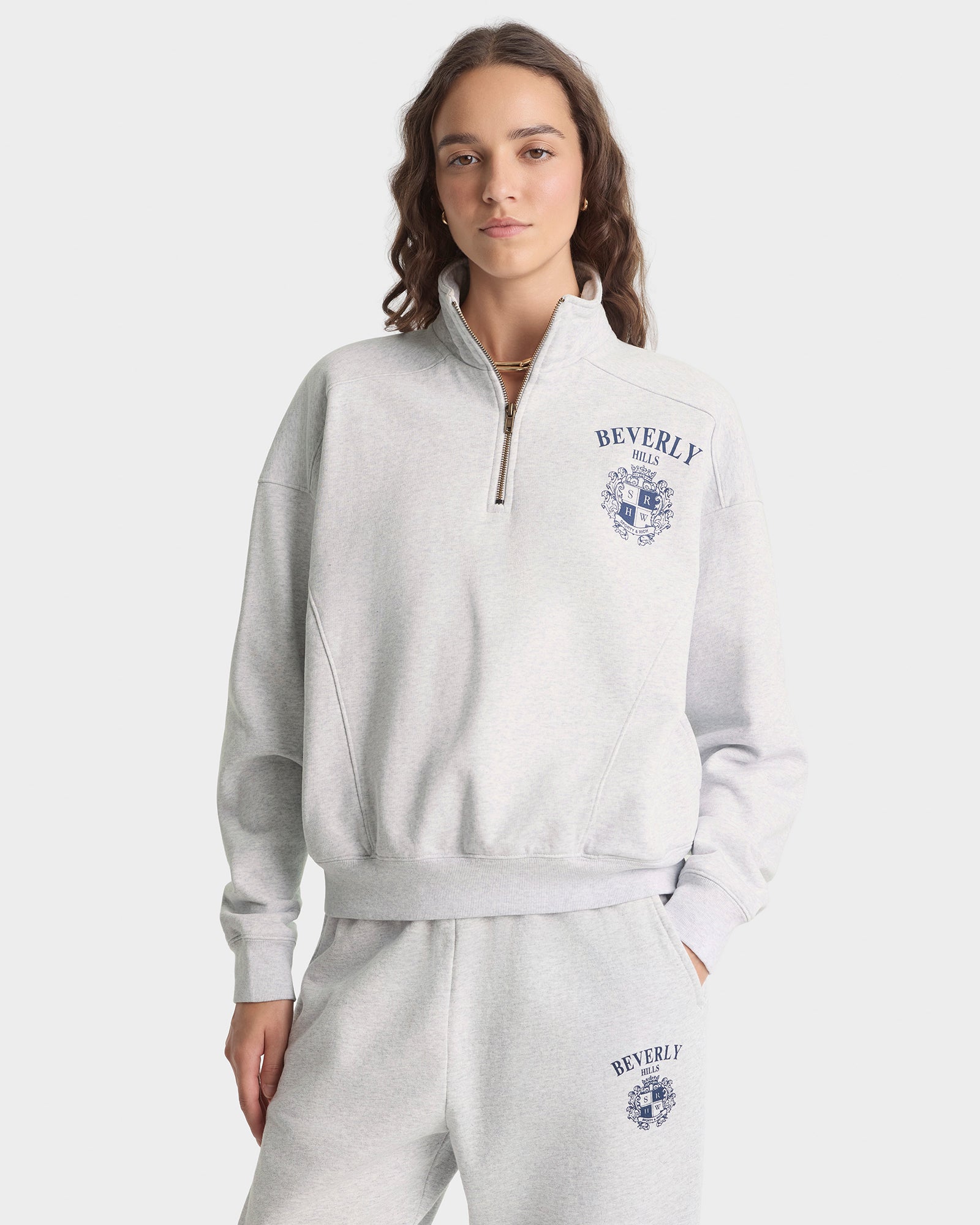 BH Crest Quarter Zip - Heather Gray/Navy