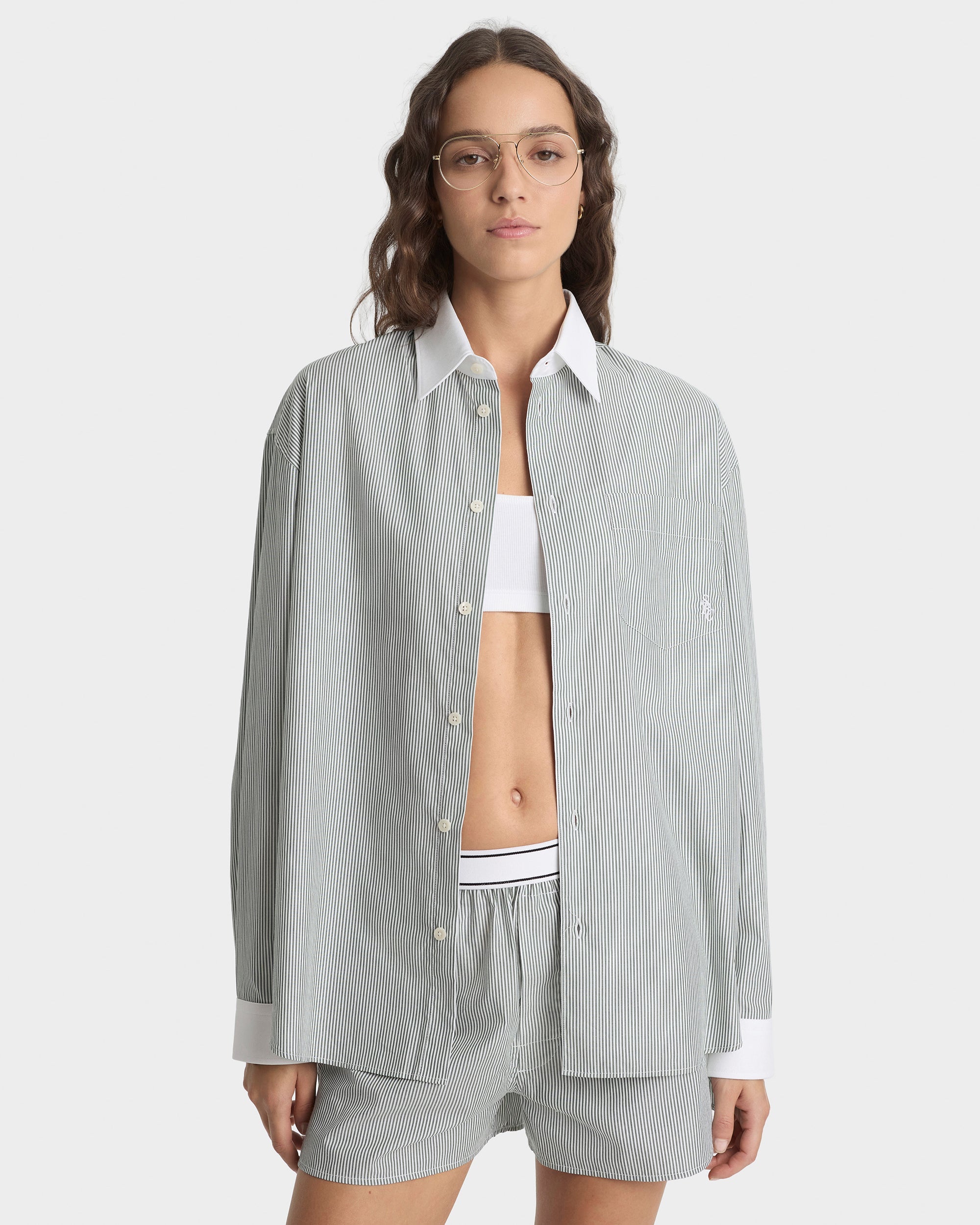 SRC Oversized Shirt - Forest striped