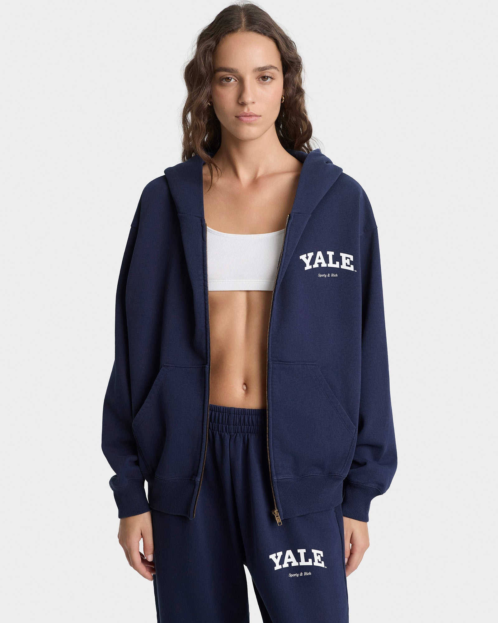 Yale Classic Zip Hoodie - Navy/White