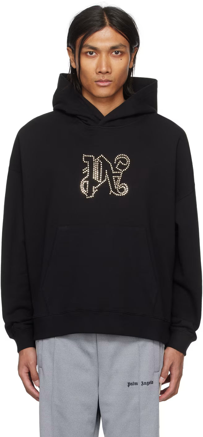 Black Monogram Statement Hoodie