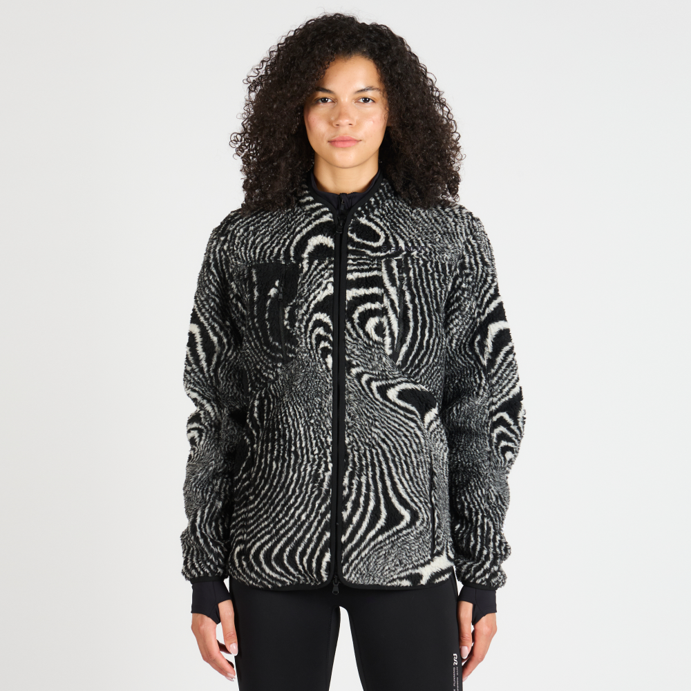 Topographic Jacquard Iceland Fleece Jacket, Unisex - Black/White