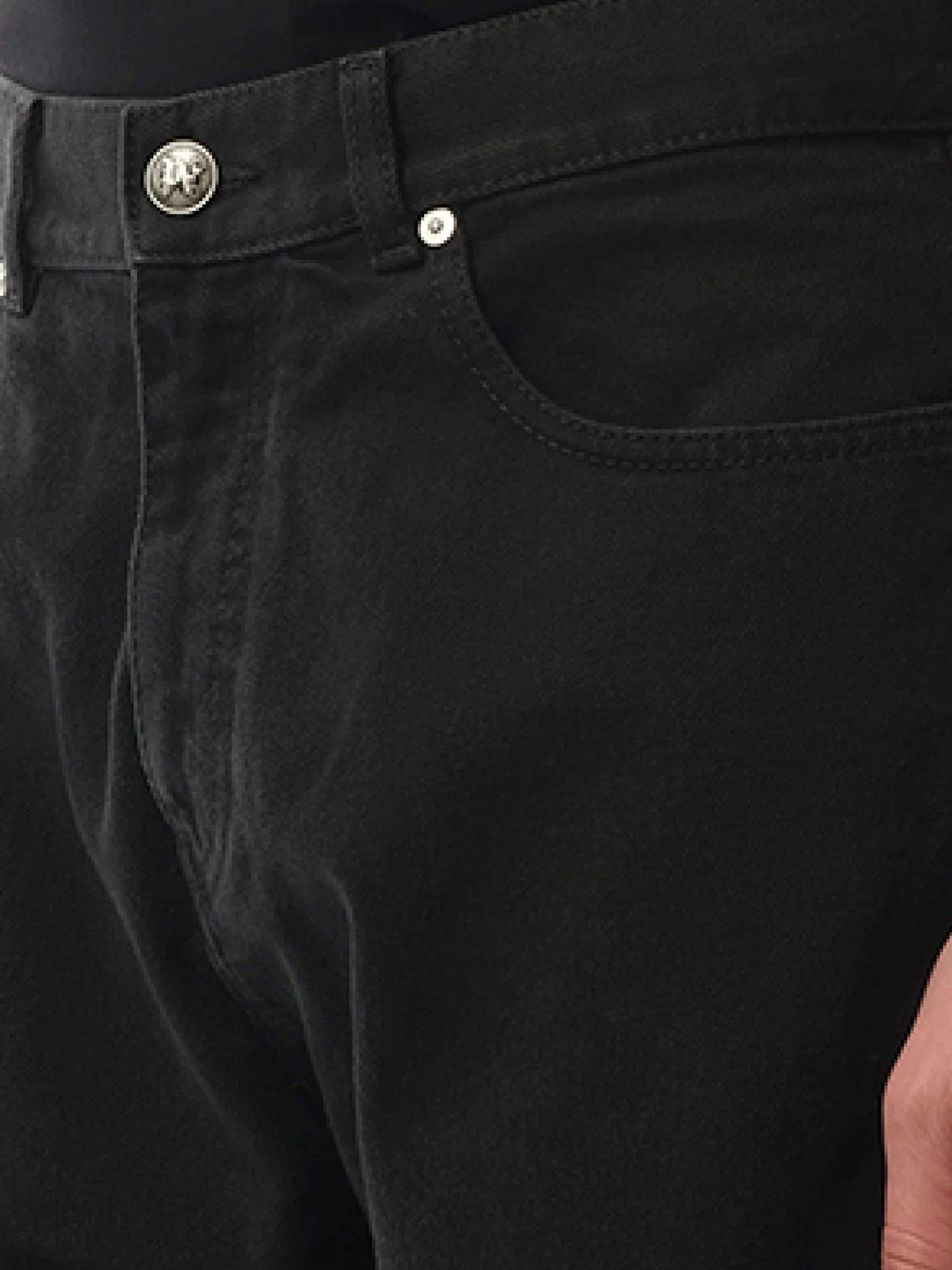 Monogram Loose Denim Pants in Black/Black