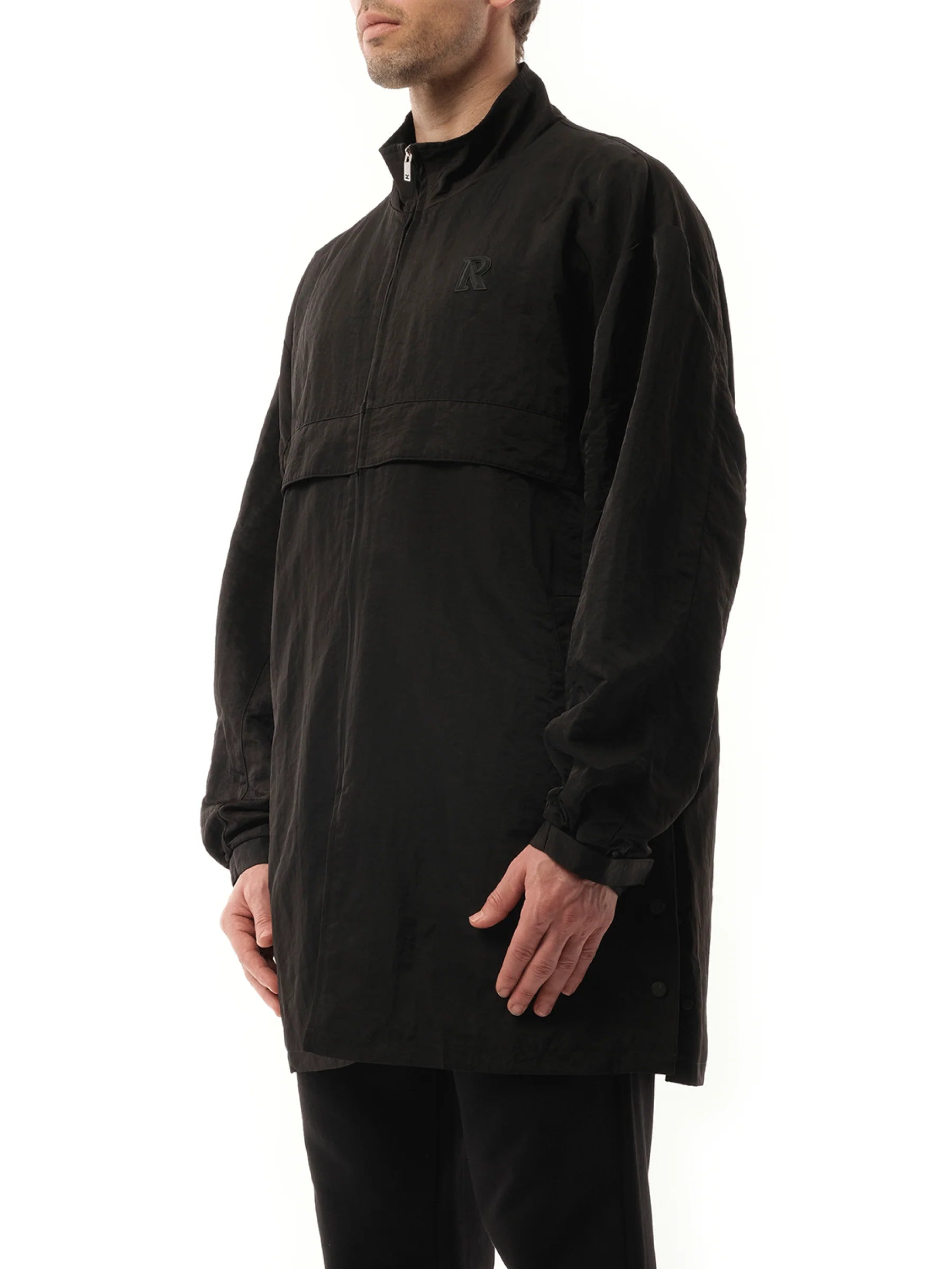 Nylon Track Jacket in Jet Black