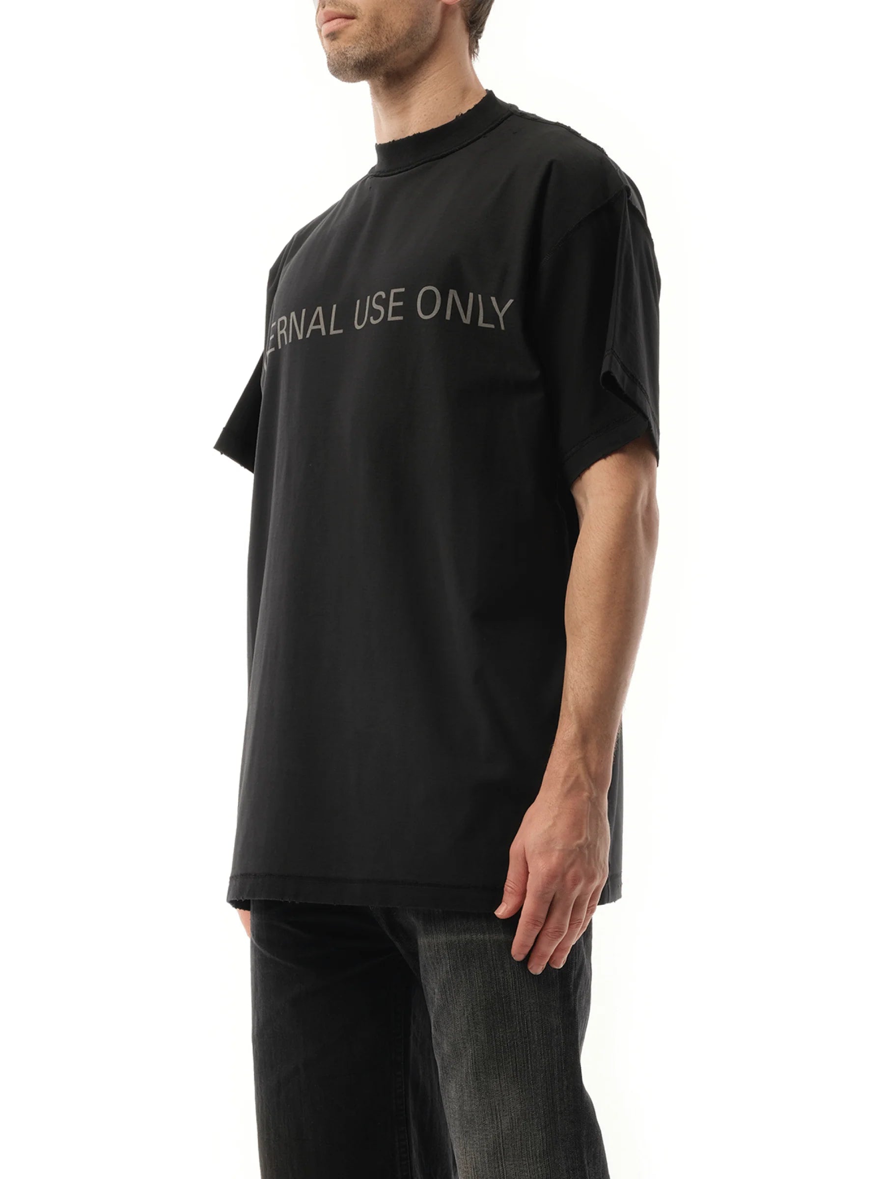 Internal Use Only Inside Out Oversized T-Shirt in Black