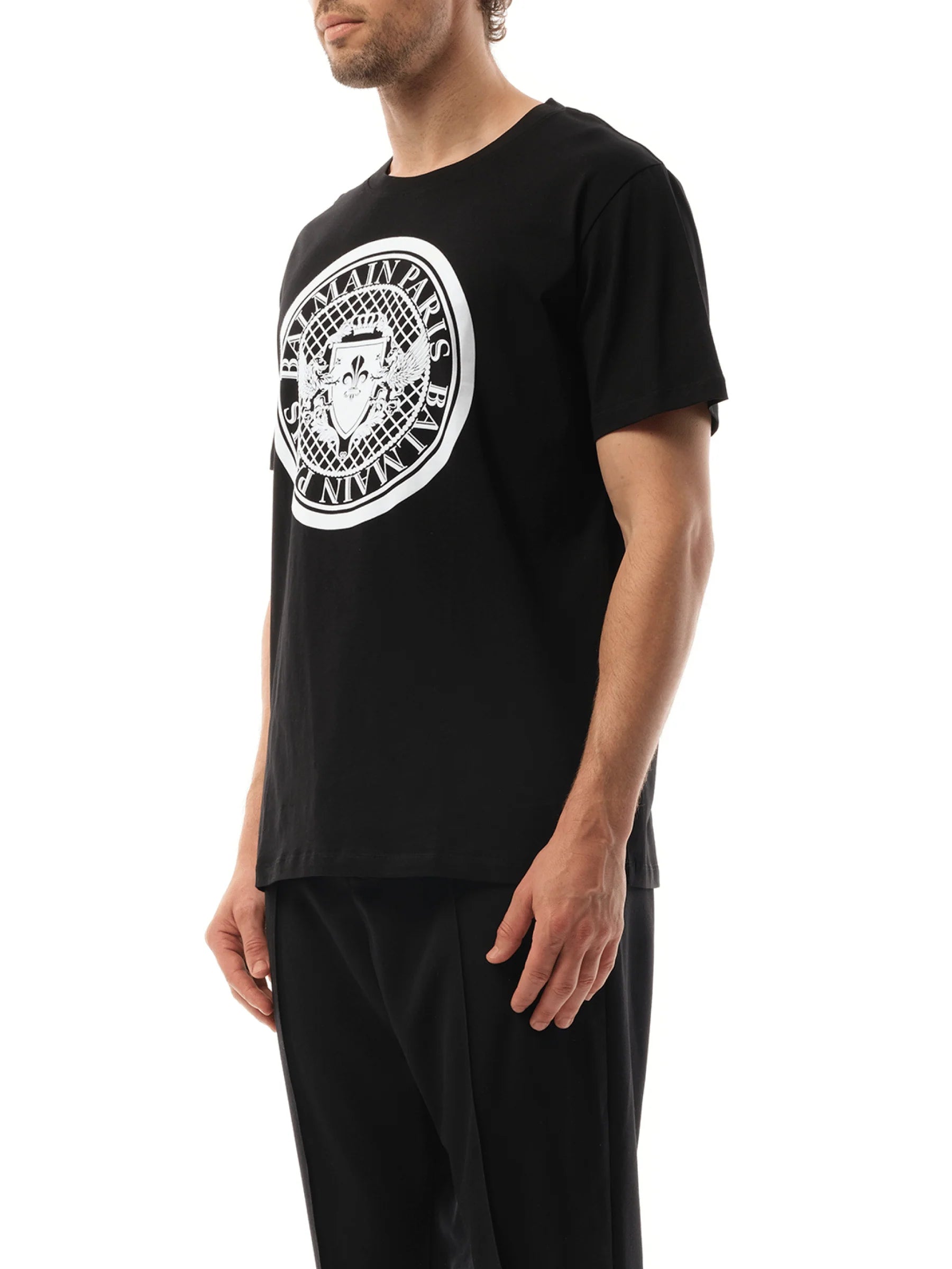 Coin Flock Reg Fit T-Shirt in Black/White