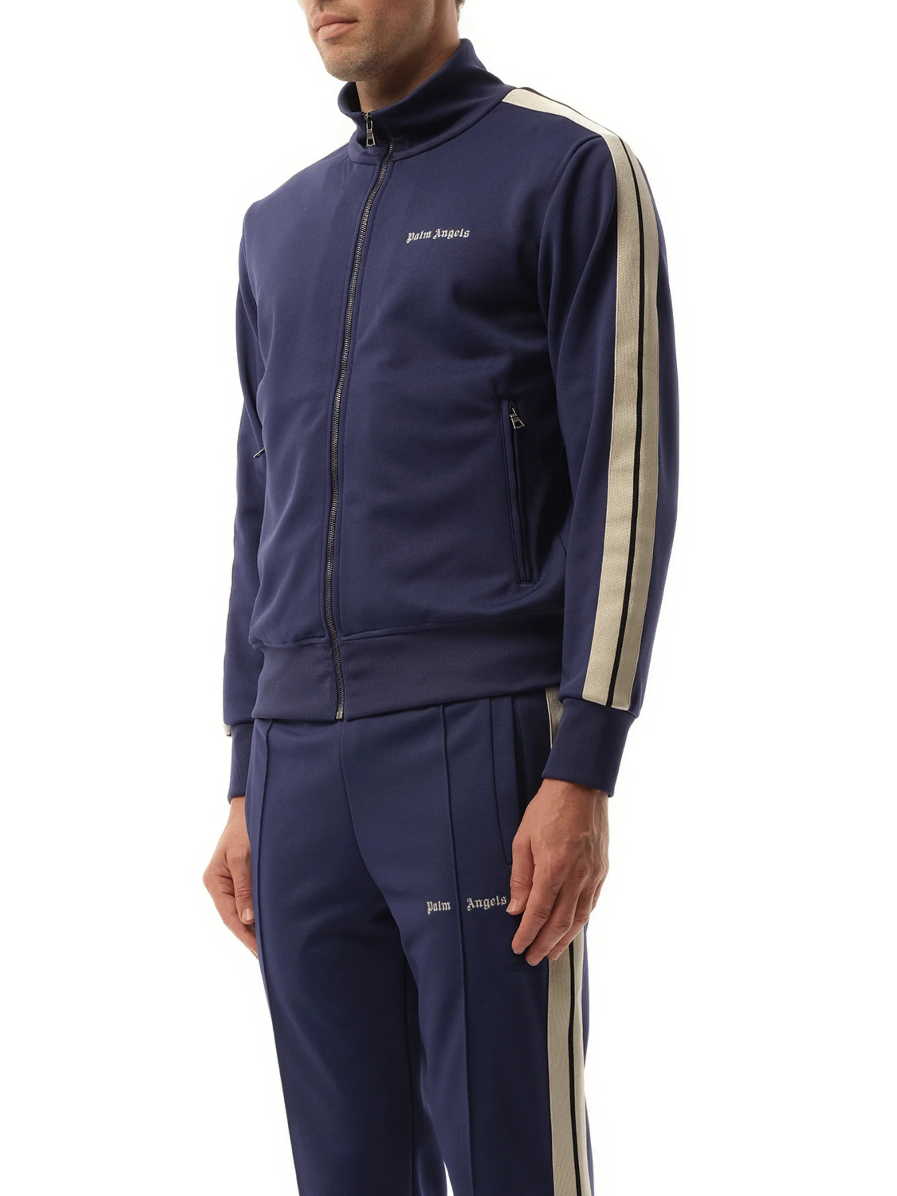 Logo Track Jacket in Navy Blue/Off White