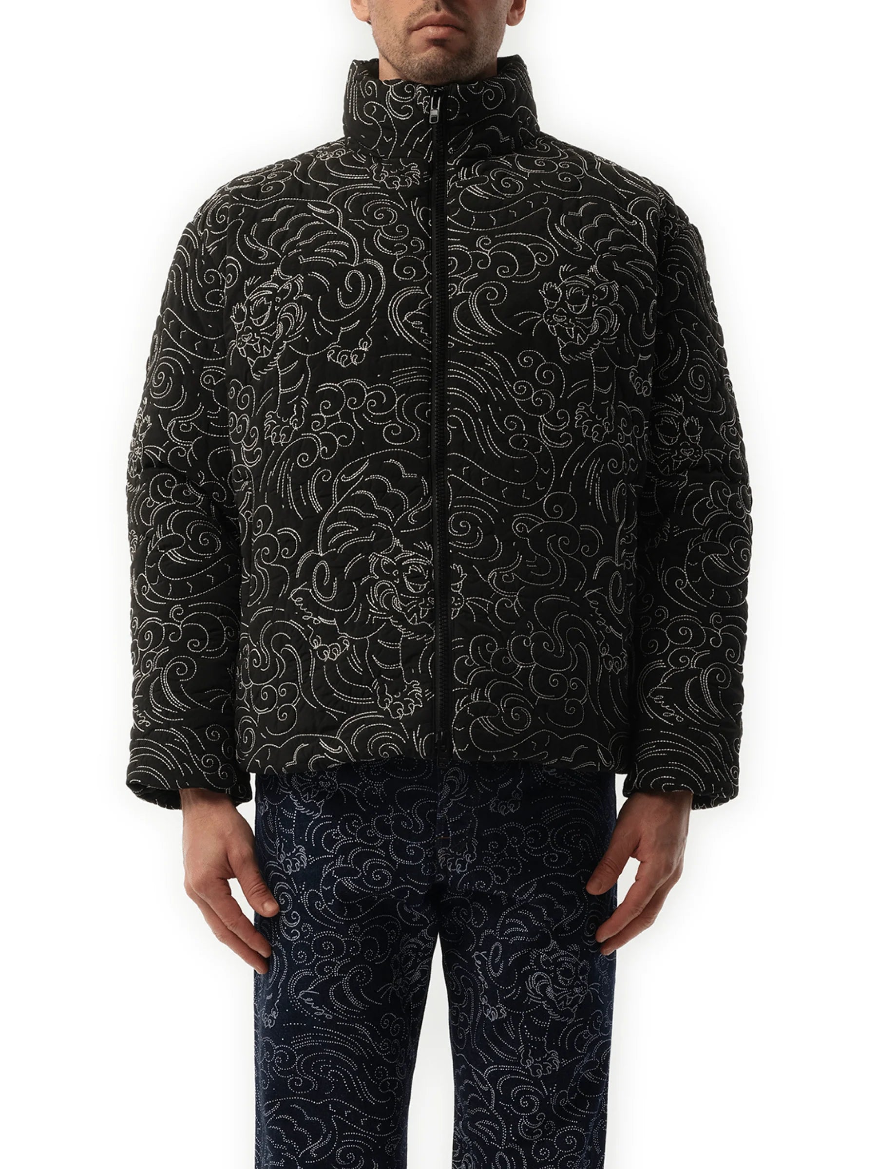Kenzo Star Tiger Down Jacket in Black