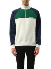Quarter Zip Colourblock Sweatshirt in Green/Navy/White