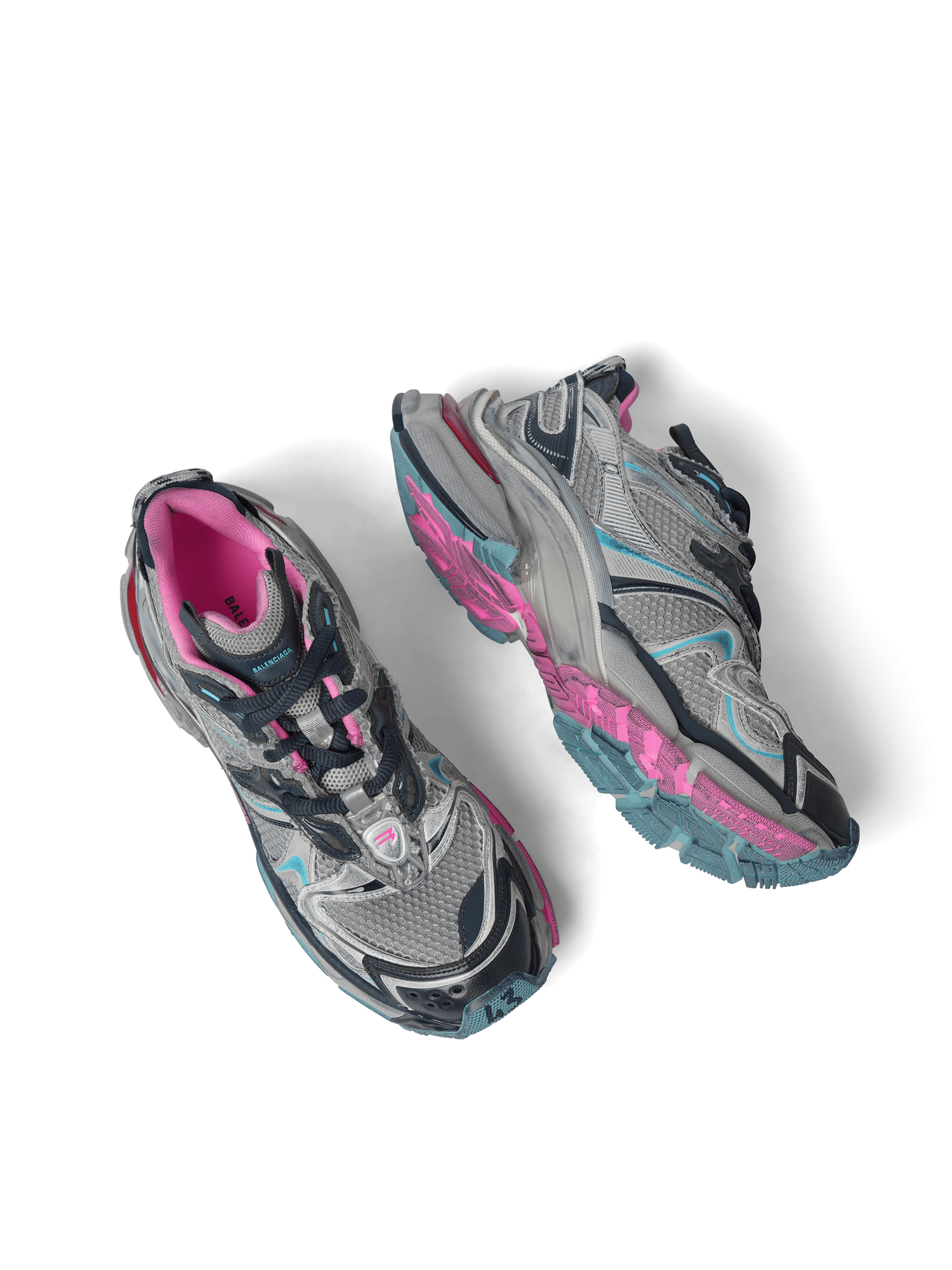 BALENCIAGA Runner 2 Sneaker in Grey/Blue/Pink/Red