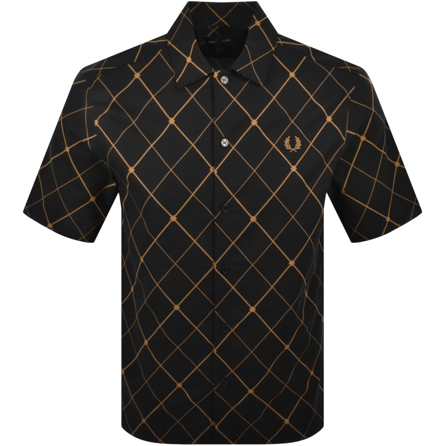 Fred Perry Argyle Short Sleeved Shirt Black
