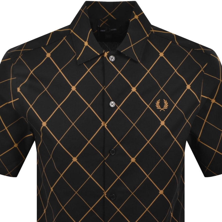 Fred Perry Argyle Short Sleeved Shirt Black