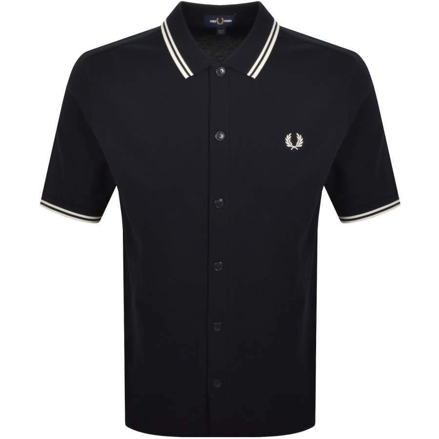 Fred Perry Button Through Polo Shirt Navy