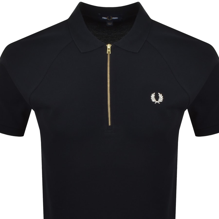 Fred Perry Cable Tape Quarter Zip Polo Navy