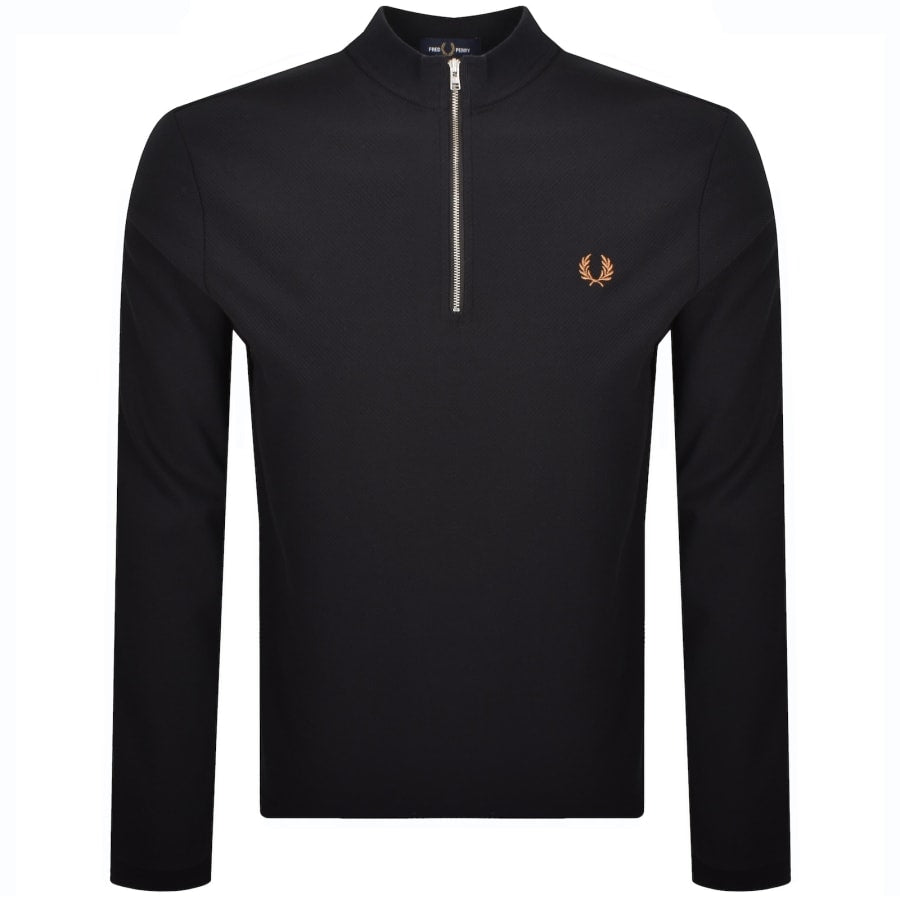 Fred Perry Half Zip Long Sleeve Top Black