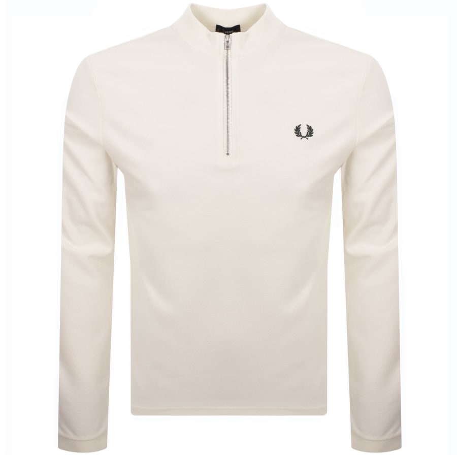 Fred Perry Half Zip Long Sleeve Top Ecru