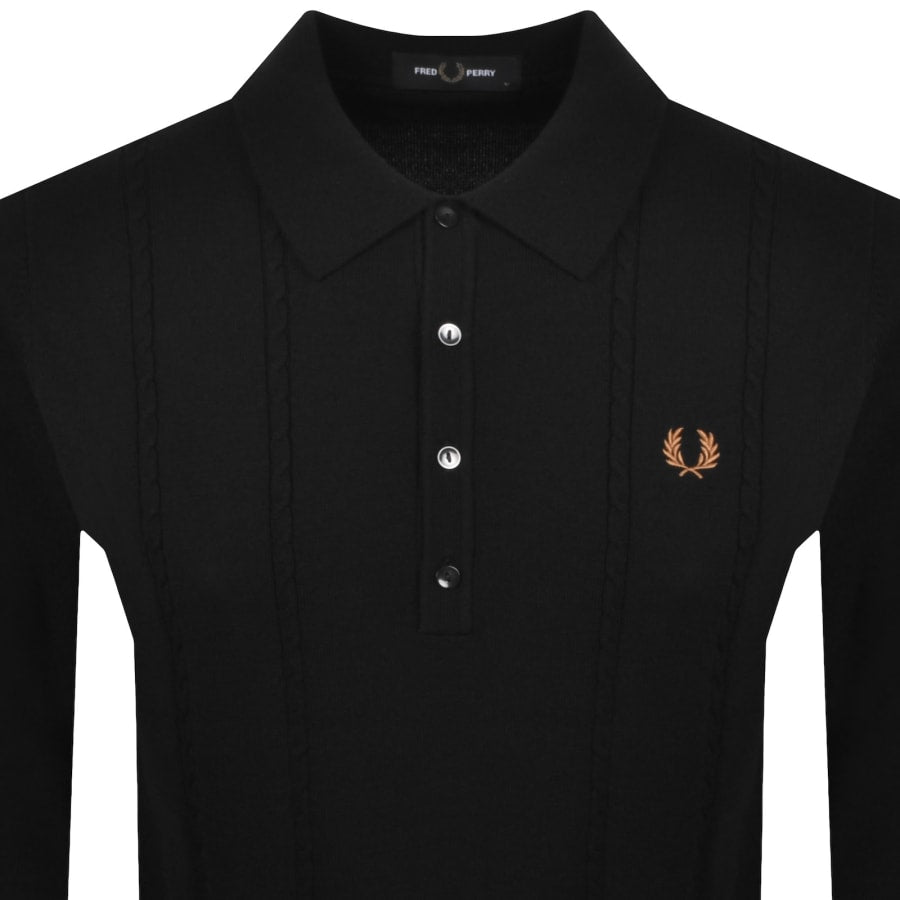 Fred Perry Long Sleeve Knit Polo Black