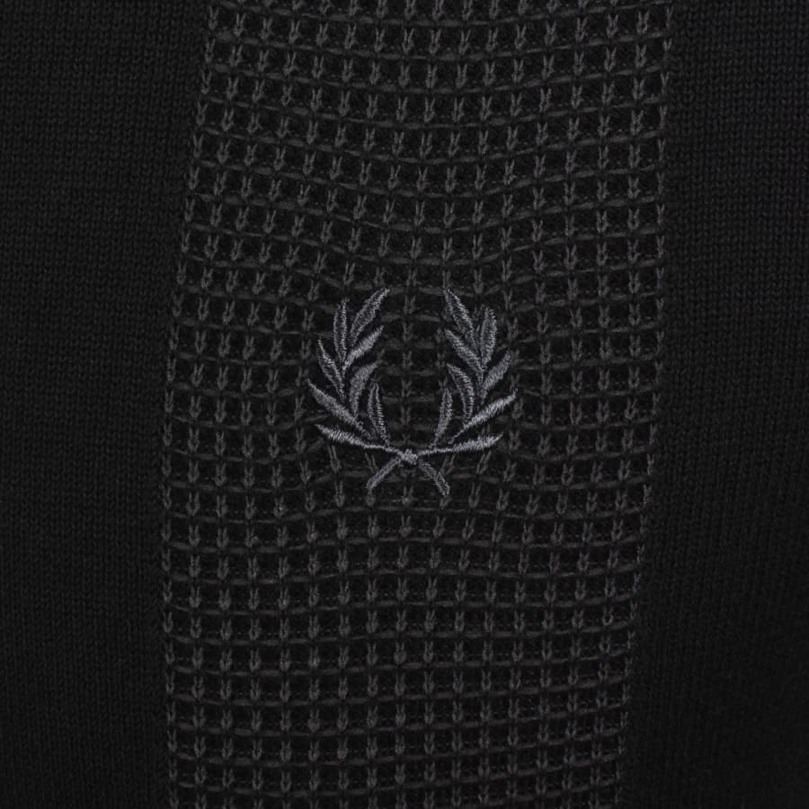 Fred Perry Panel Detail Knit Polo Shirt Black