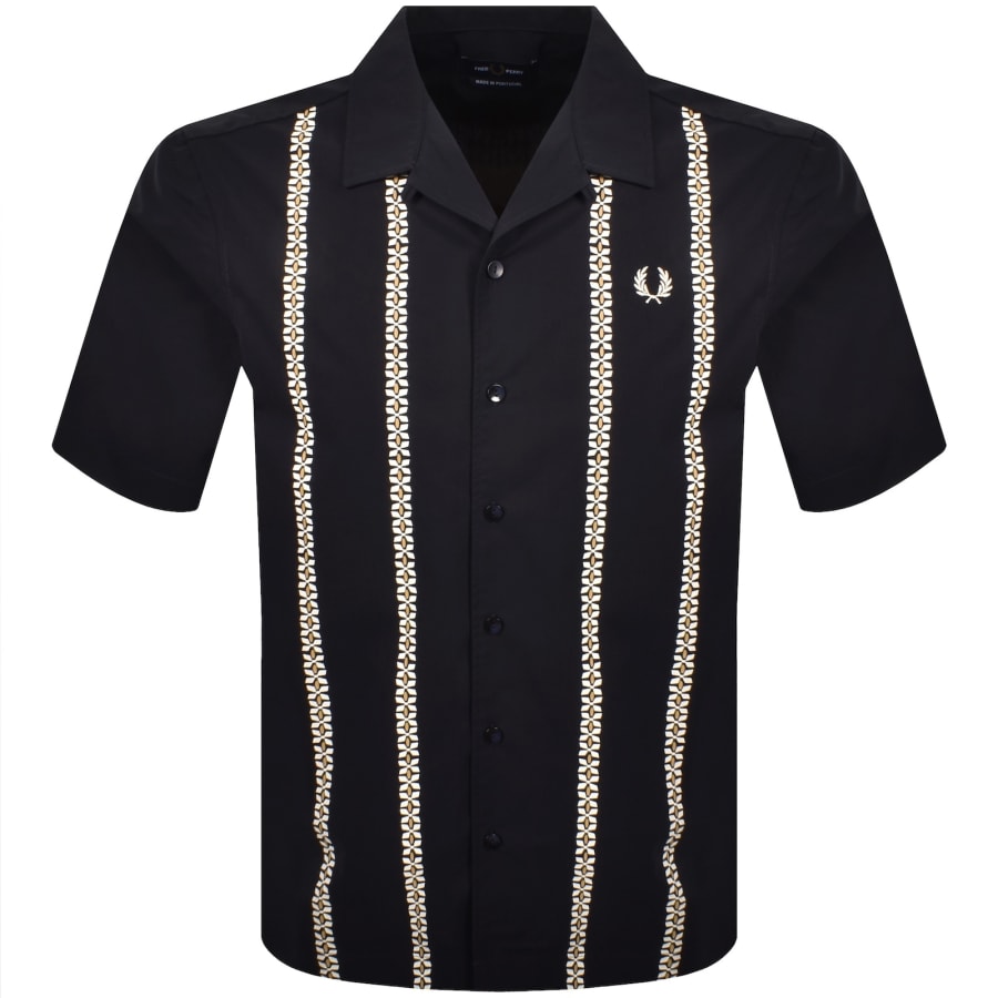 Fred Perry Placement Print Shirt Navy