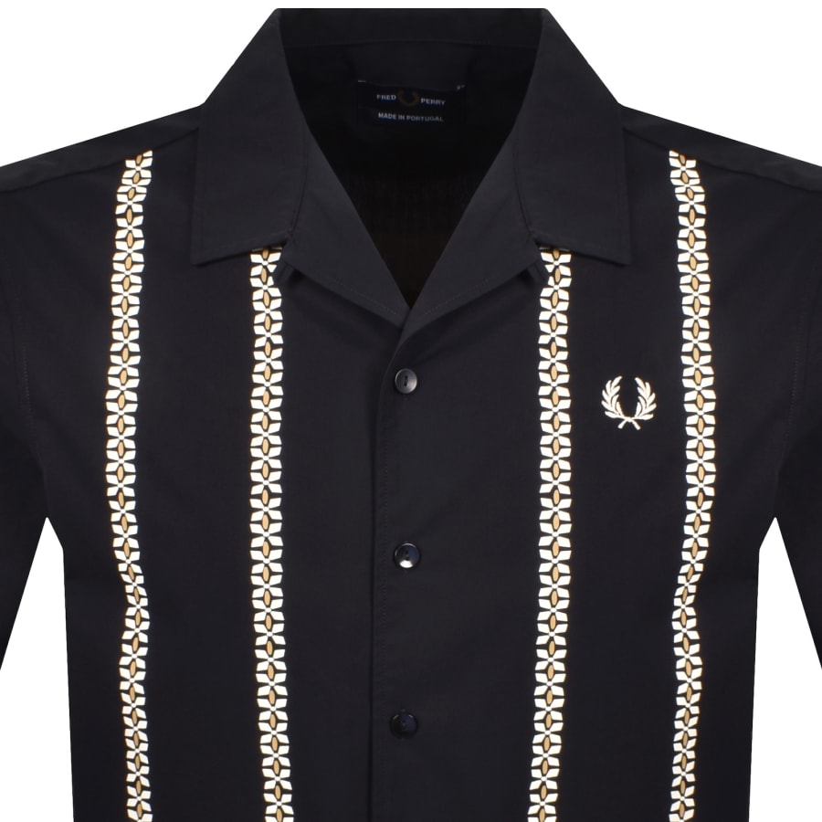 Fred Perry Placement Print Shirt Navy