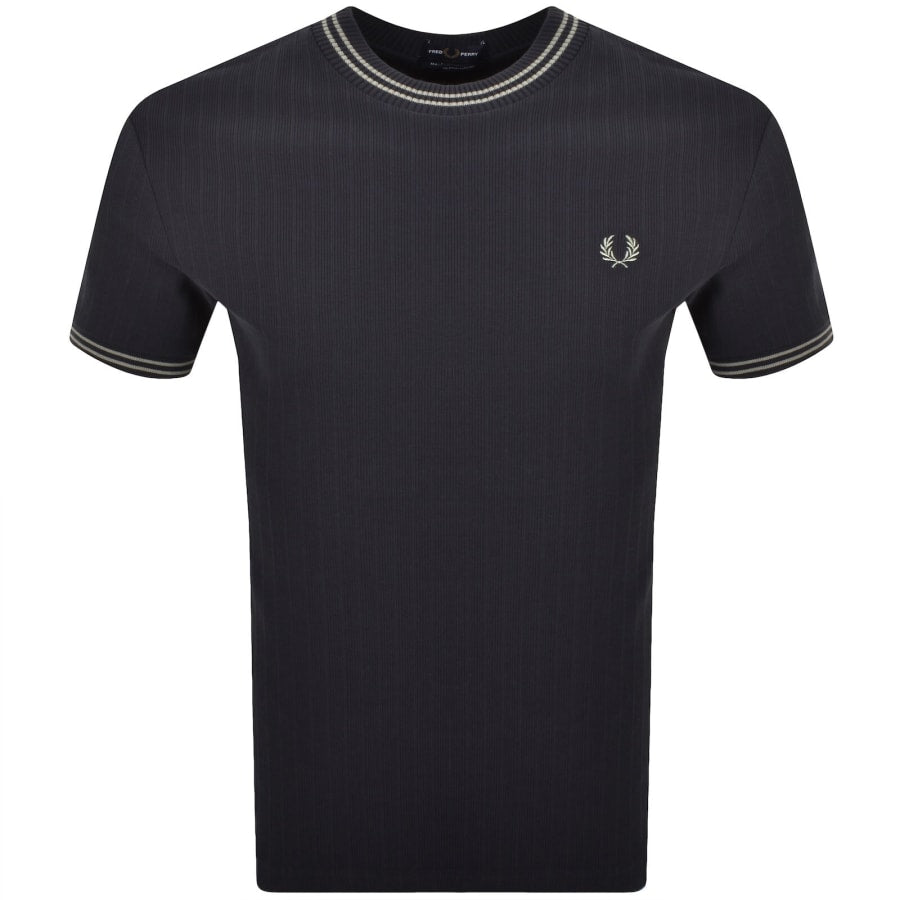 Fred Perry Ribbed Jersey T Shirt Navy