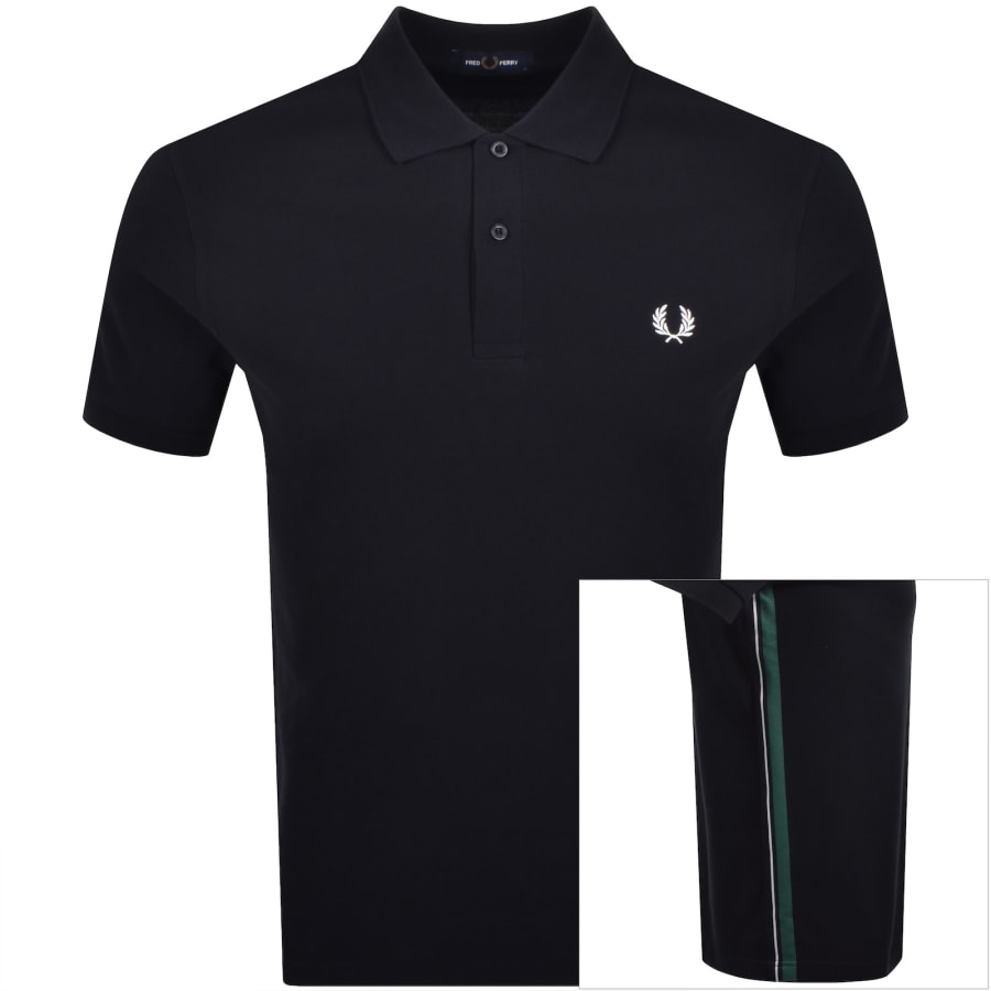 Fred Perry Stripe Tape Polo T Shirt Navy