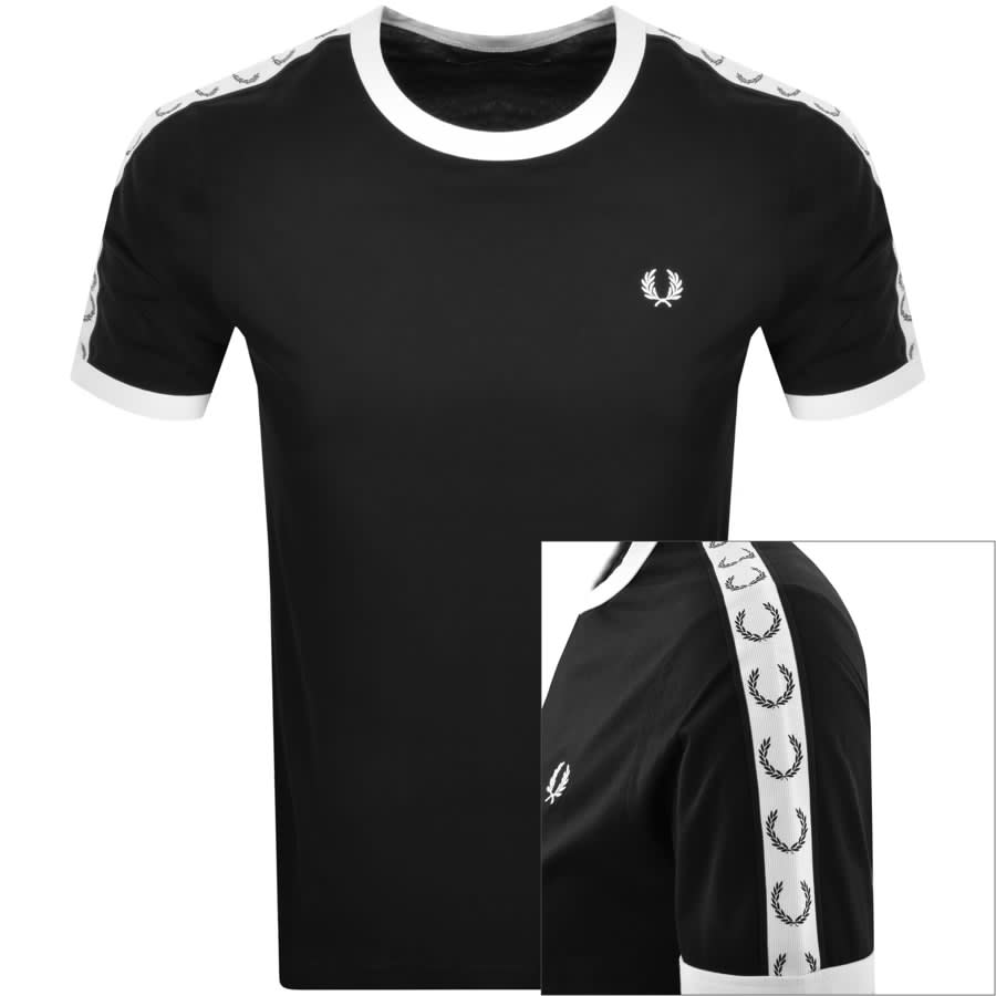 Fred Perry Taped Ringer T Shirt Black