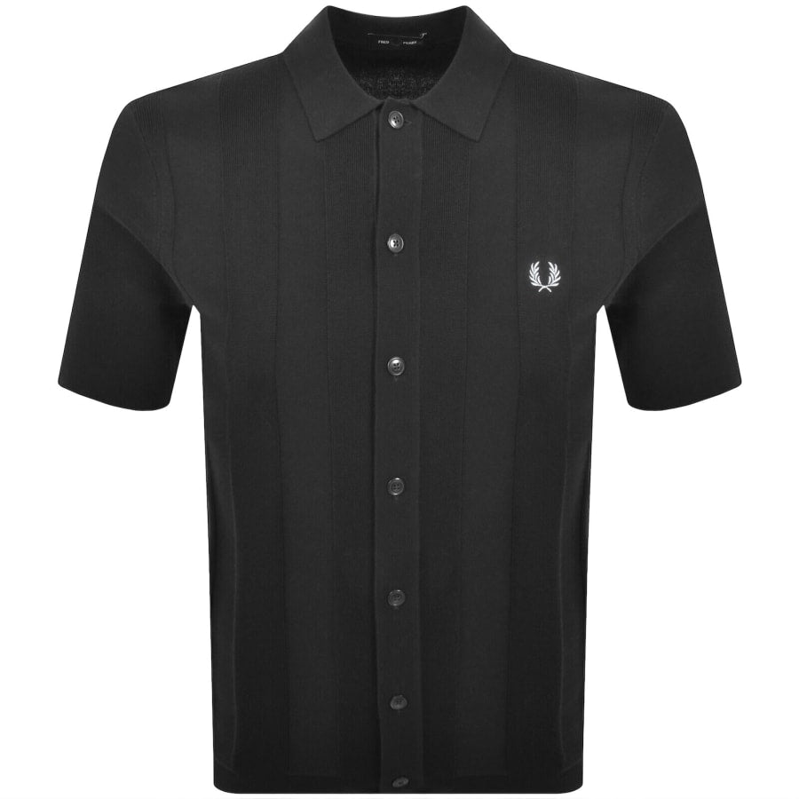 Fred Perry Vertical Stripe Knit Polo Shirt Grey