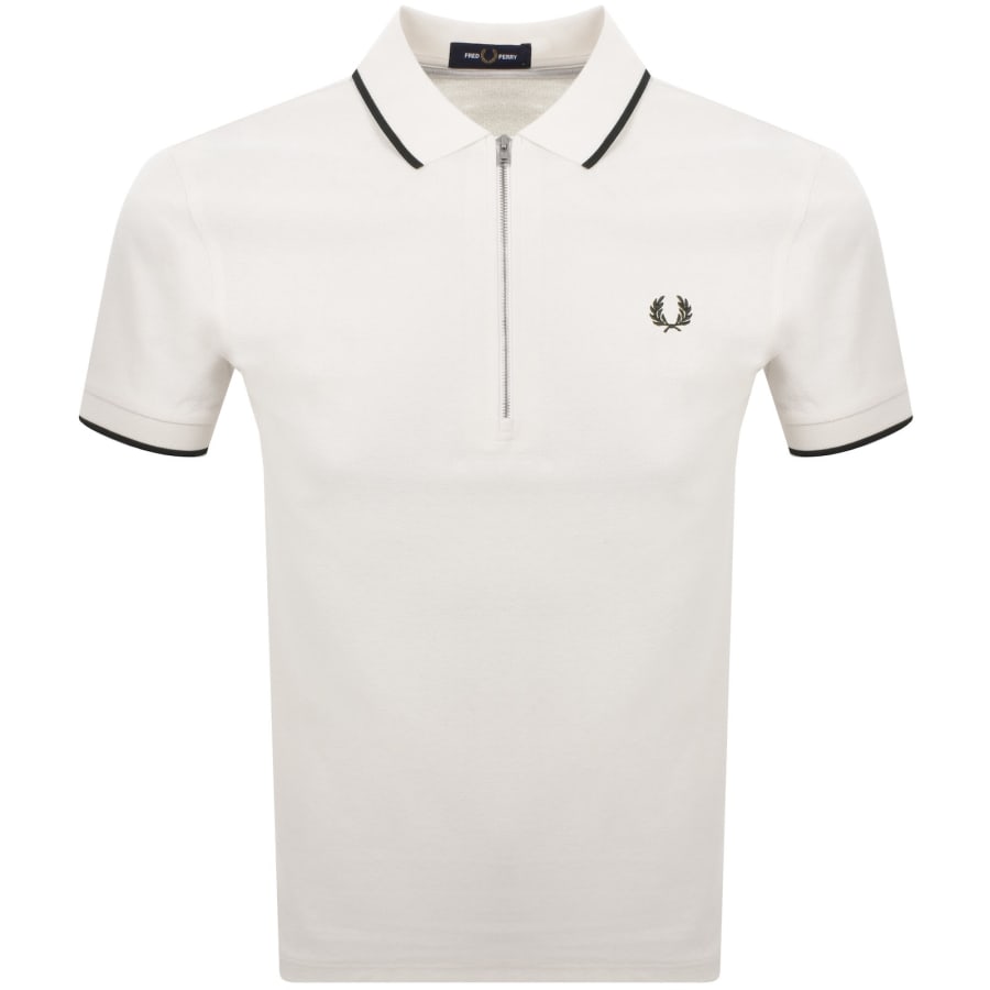Fred Perry Zip Neck Crepe Polo Ecru