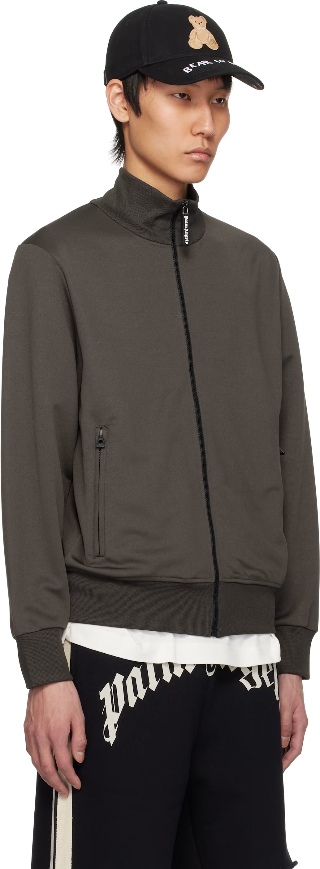 Gray Curved Logo Track Jacket