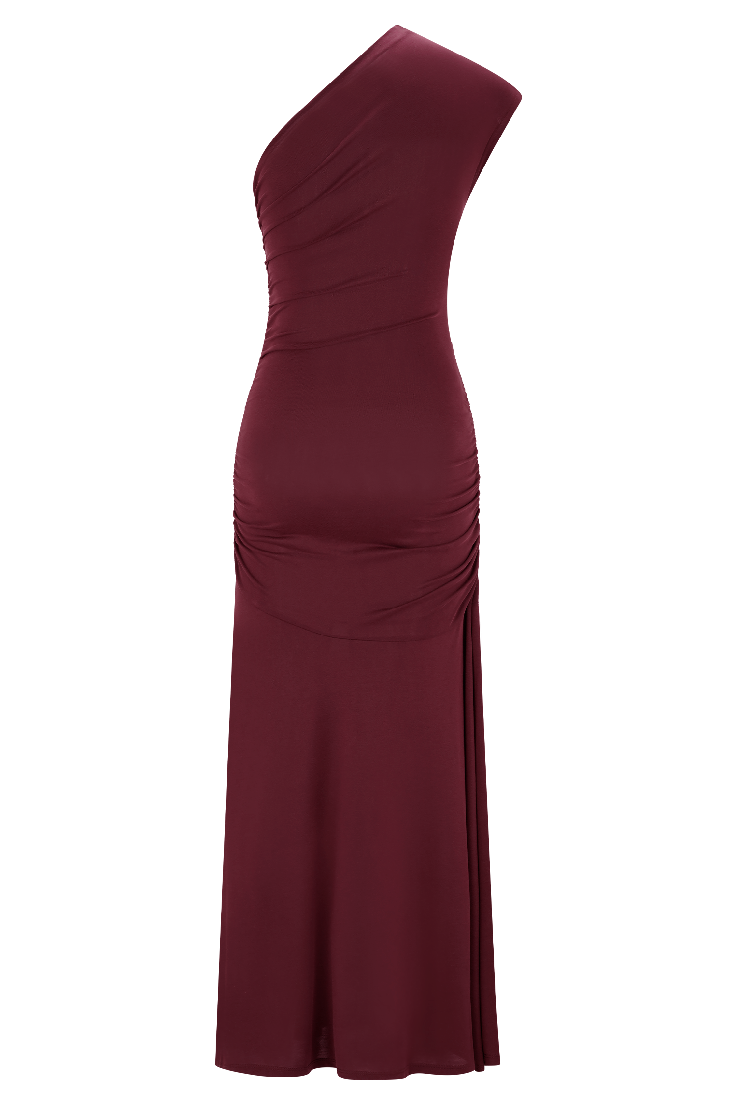 Chloe Peached Jersey One Shoulder Midi Dress - Mahogany