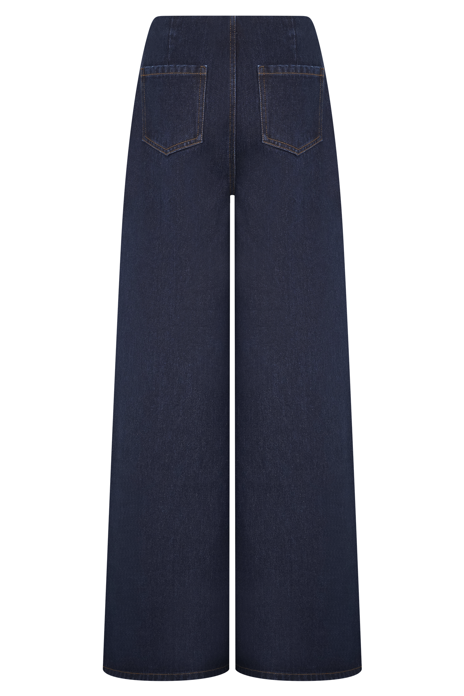 Miranda Faux Suede Belted Denim Wide Leg Pants - Indigo Blue